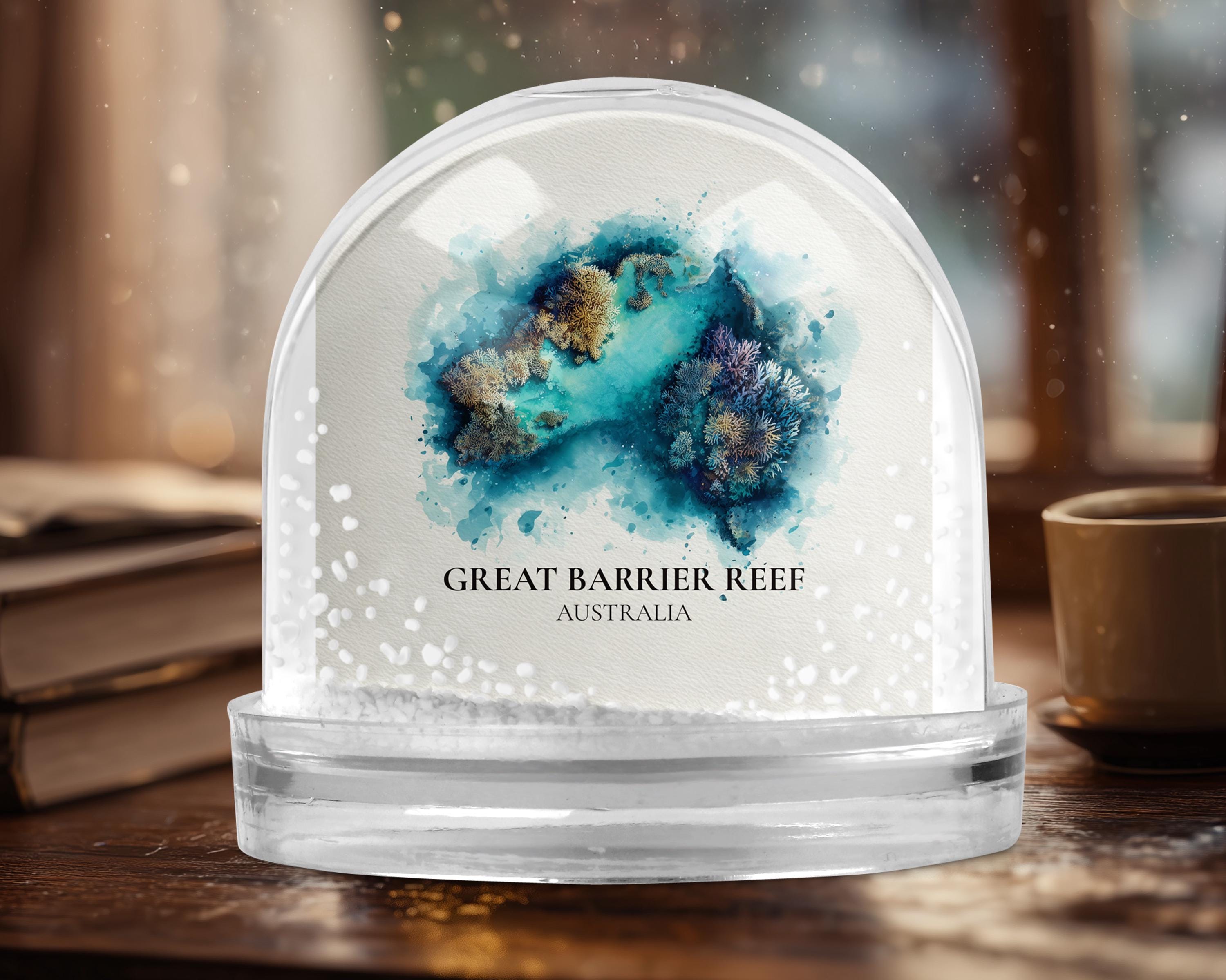 Great Barrier Reef Australia Snow Globe, Personalized Watercolor, Custom Travel Souvenir Keepsake City Dome