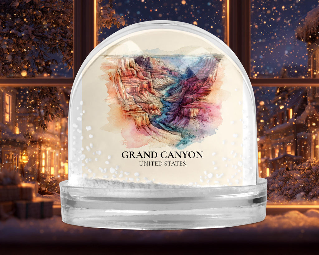 Grand Canyon United States Snow Globe, Personalized Watercolor, Custom Travel Souvenir Keepsake City Dome