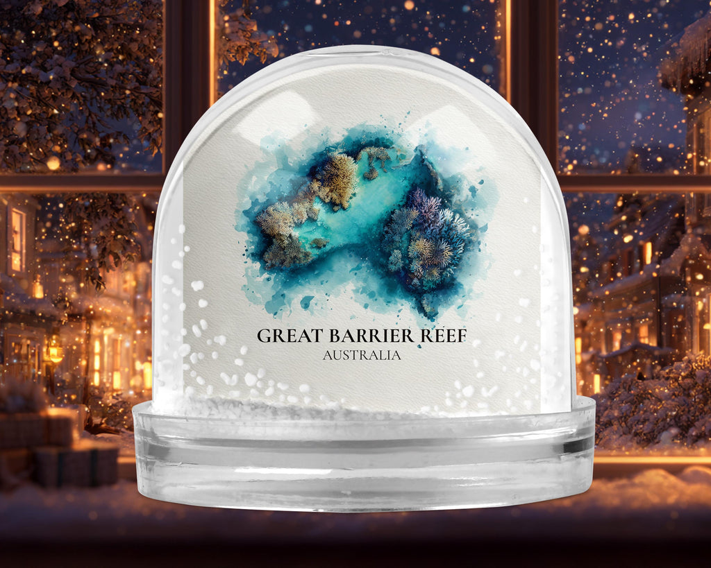 Great Barrier Reef Australia Snow Globe, Personalized Watercolor, Custom Travel Souvenir Keepsake City Dome