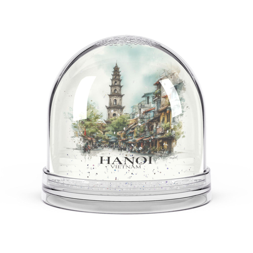 Hanoi Vietnam Snow Globe, Personalized Watercolor, Custom Travel Souvenir Keepsake City Dome