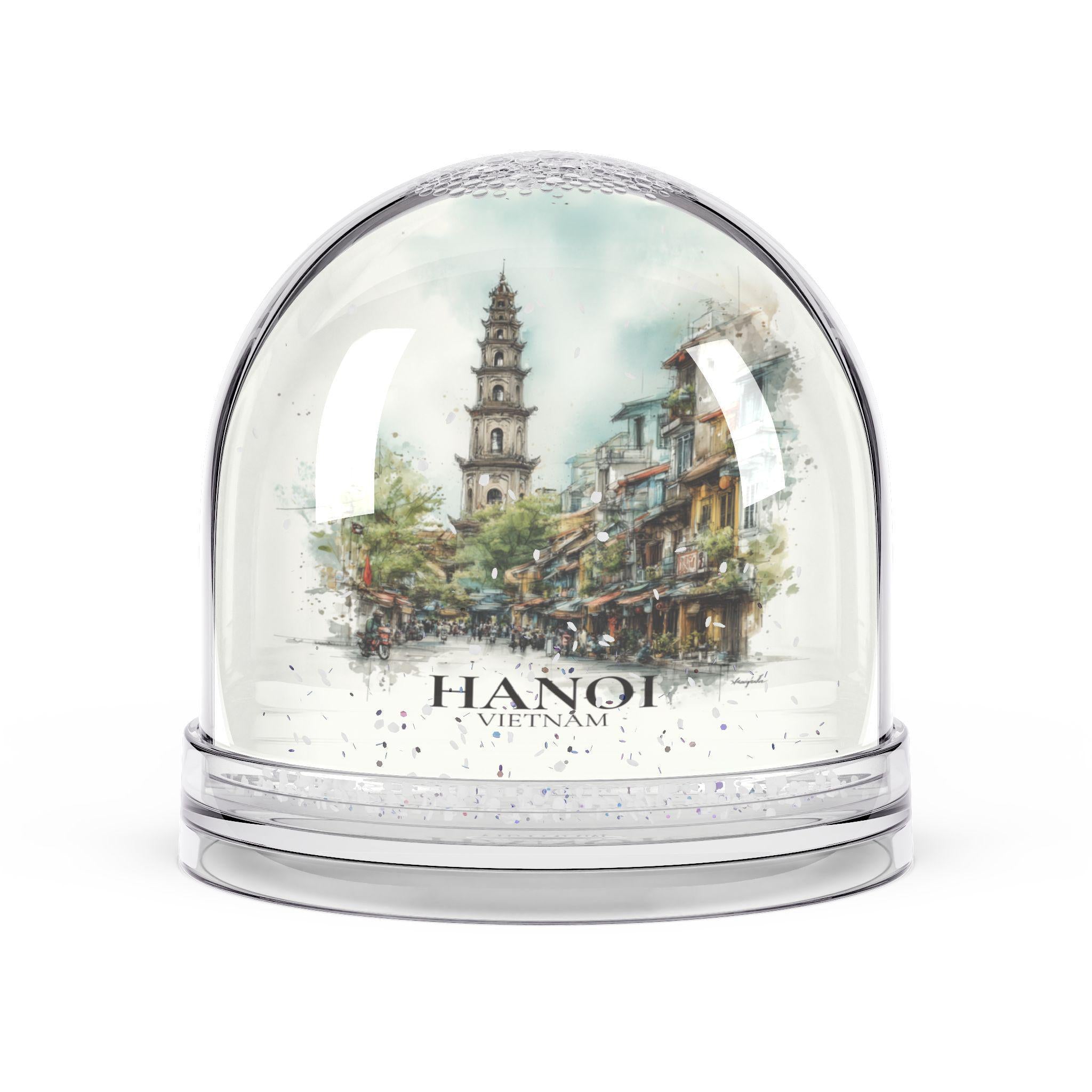 Hanoi Vietnam Snow Globe, Personalized Watercolor, Custom Travel Souvenir Keepsake City Dome