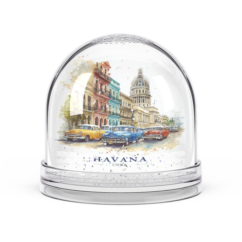 Havana Cuba Snow Globe, Personalized Watercolor, Custom Travel Souvenir Keepsake City Dome
