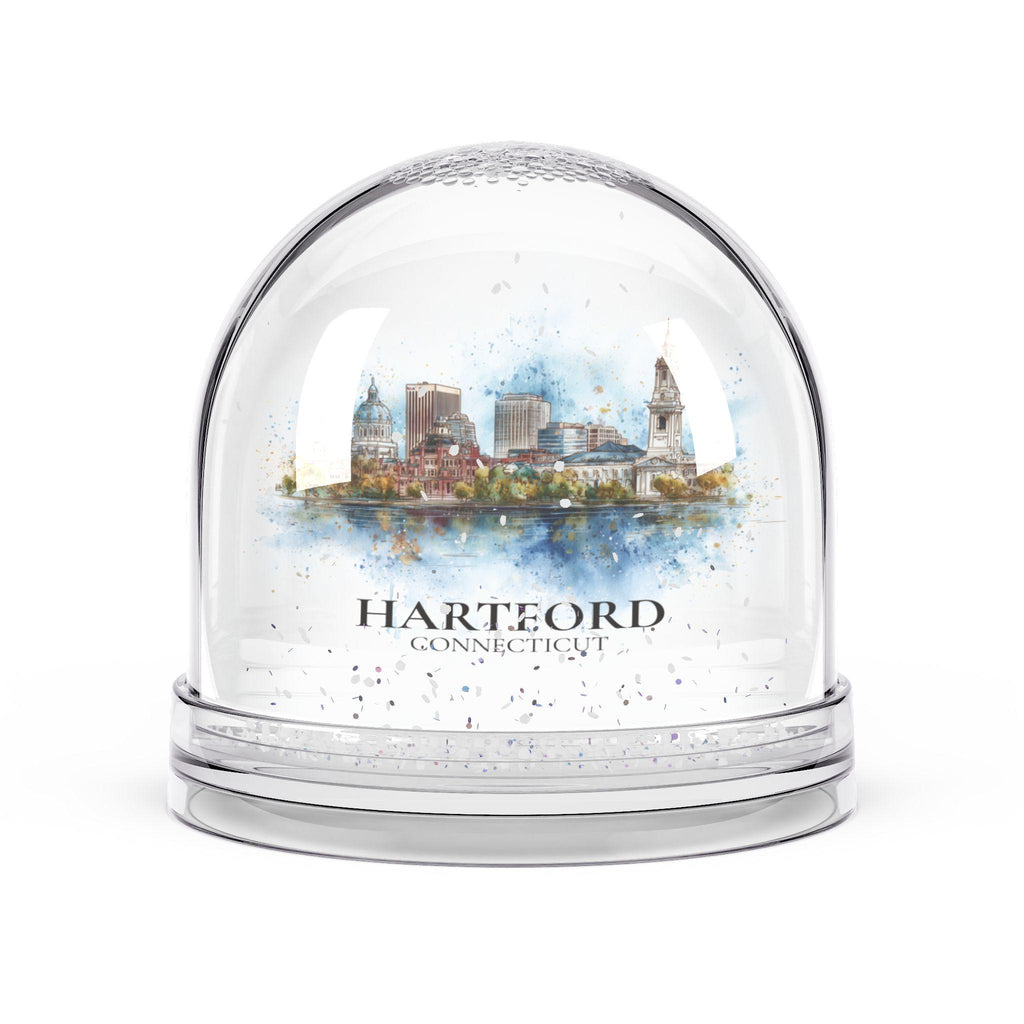 Hartford Connecticut Snow Globe, Personalized Watercolor, Custom Travel Souvenir Keepsake City Dome