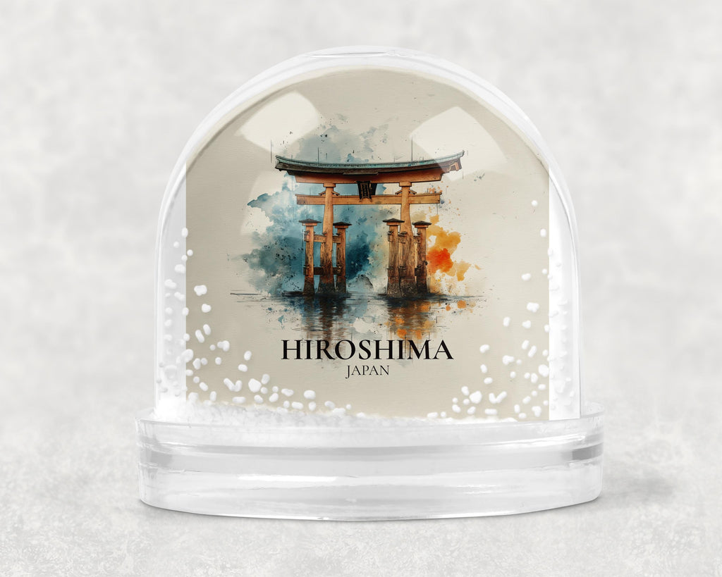 Hiroshima Japan Snow Globe, Personalized Watercolor, Custom Travel Souvenir Keepsake City Dome