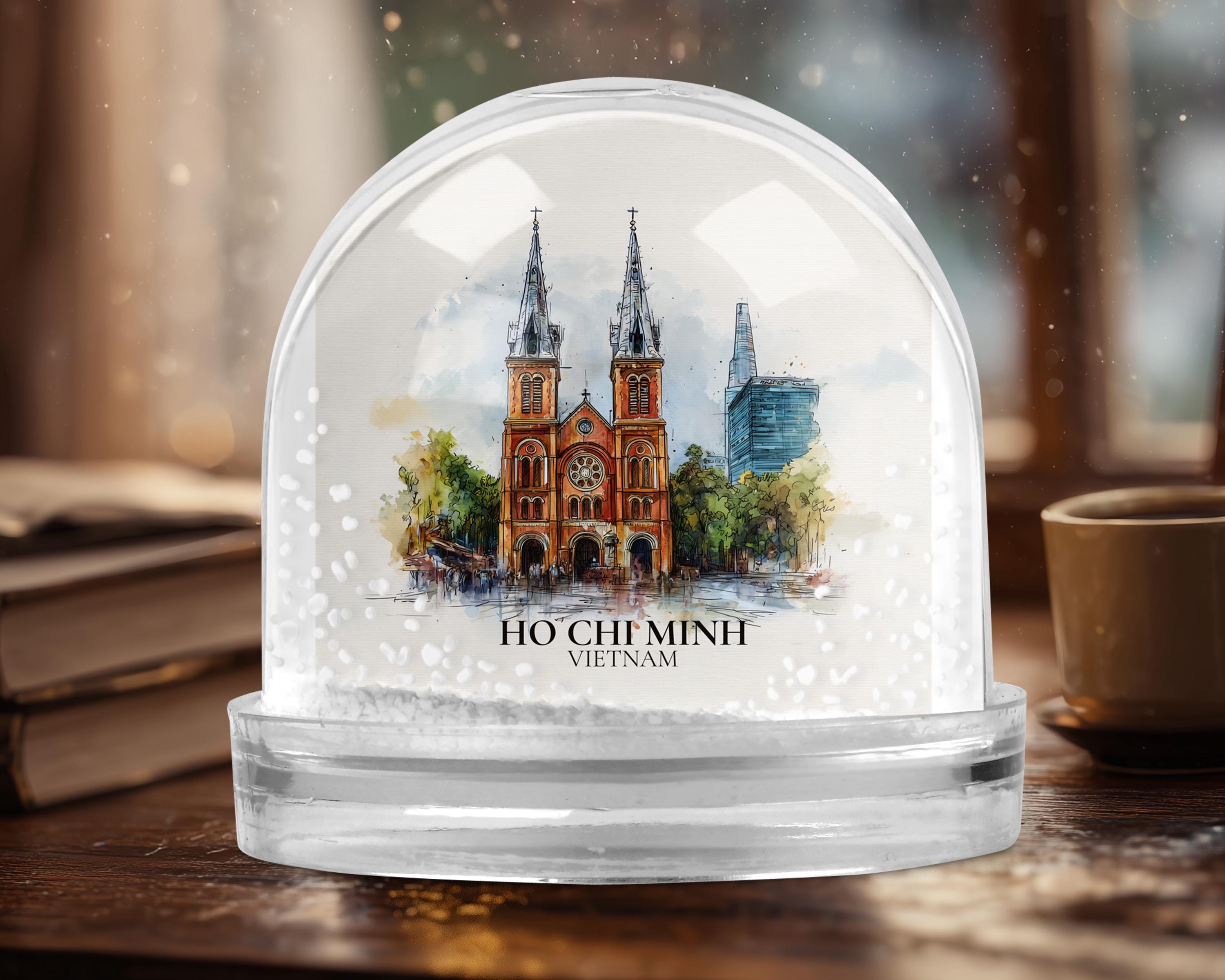 Ho Chi Minh City Vietnam Snow Globe, Personalized Watercolor, Custom Travel Souvenir Keepsake City Dome