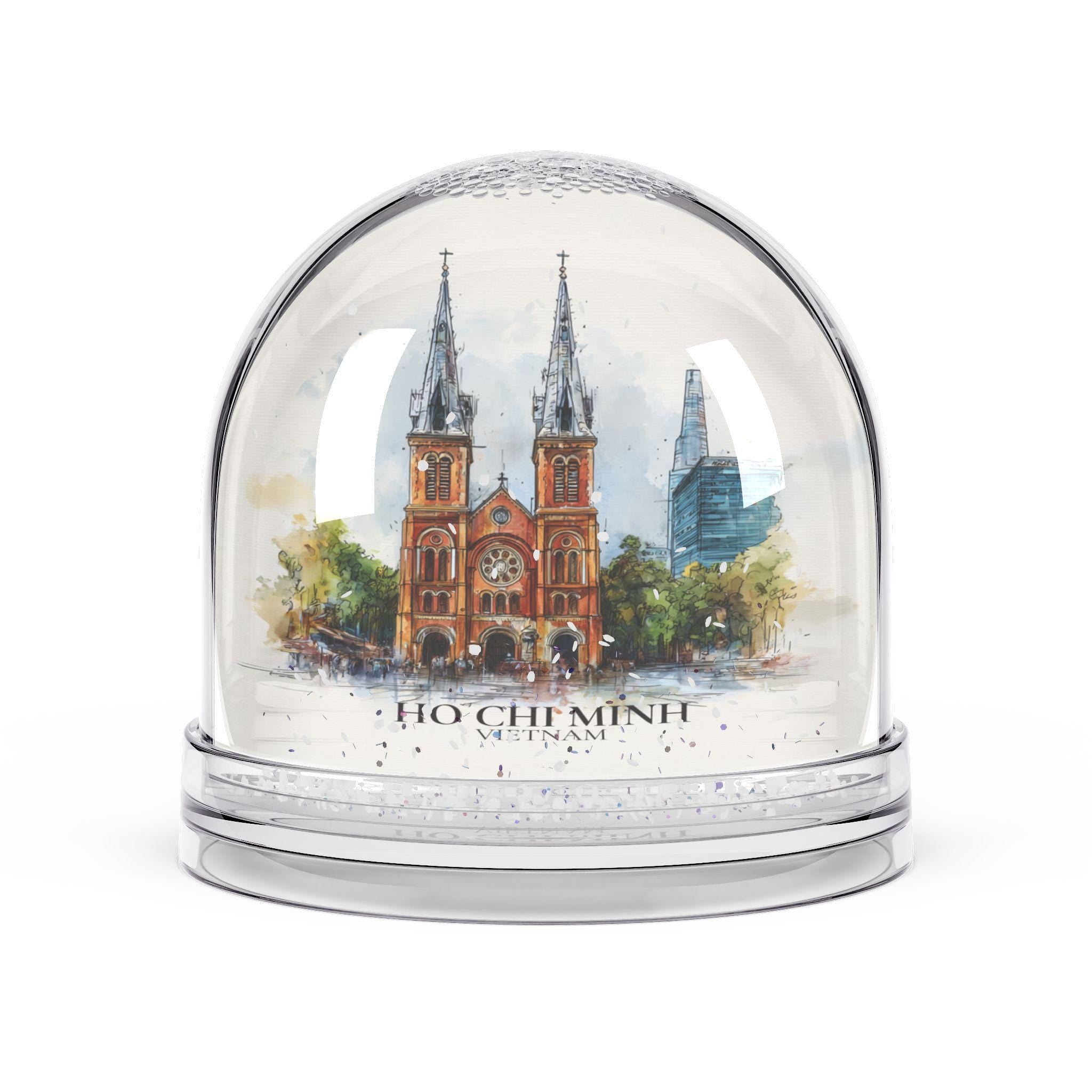 Ho Chi Minh City Vietnam Snow Globe, Personalized Watercolor, Custom Travel Souvenir Keepsake City Dome