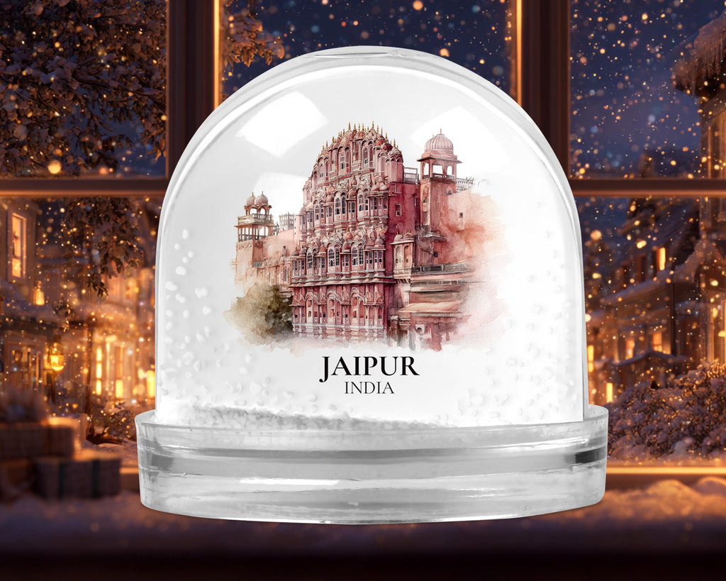 Jaipur India Snow Globe, Personalized Watercolor, Custom Travel Souvenir Keepsake City Dome