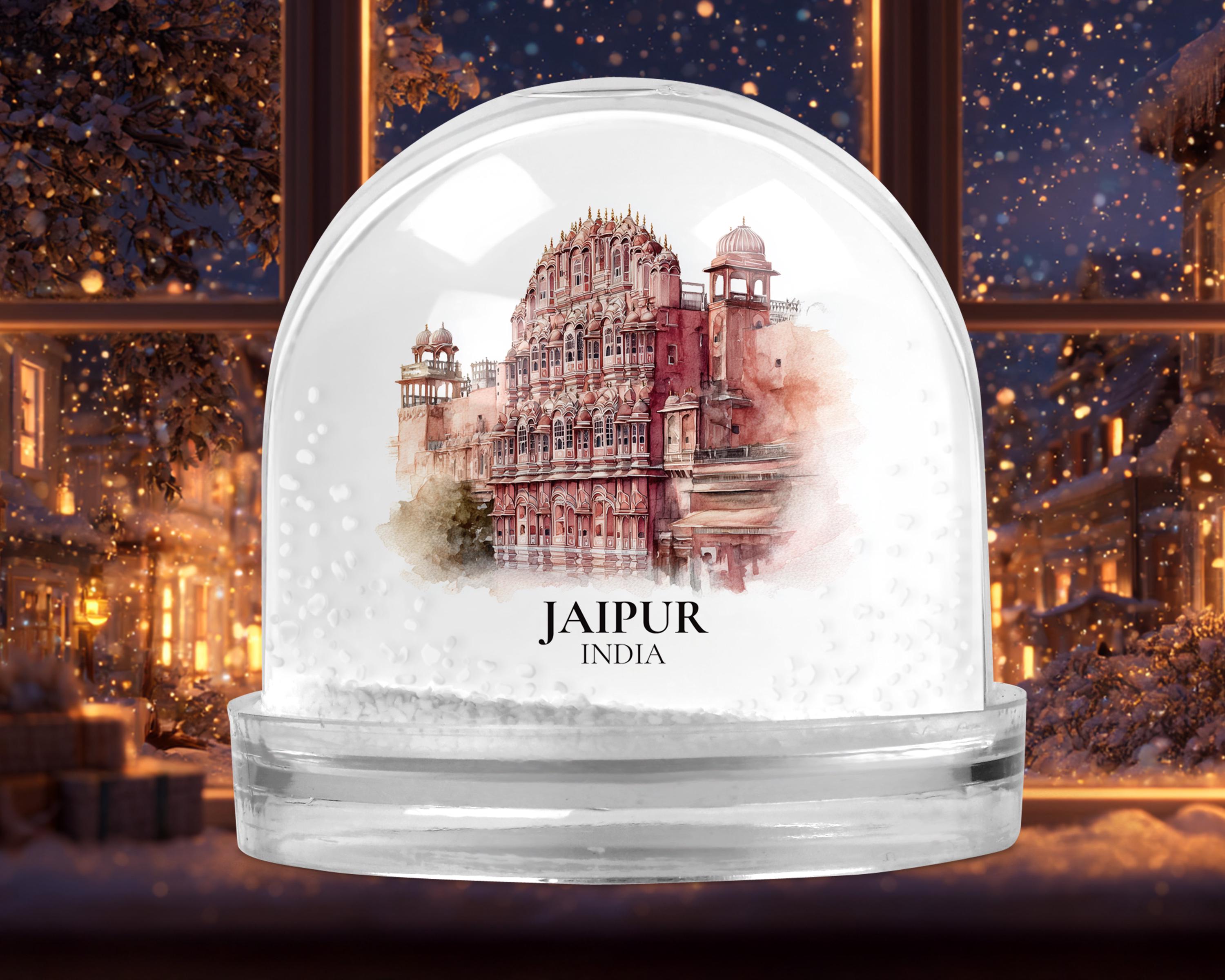 Jaipur India Snow Globe, Personalized Watercolor, Custom Travel Souvenir Keepsake City Dome