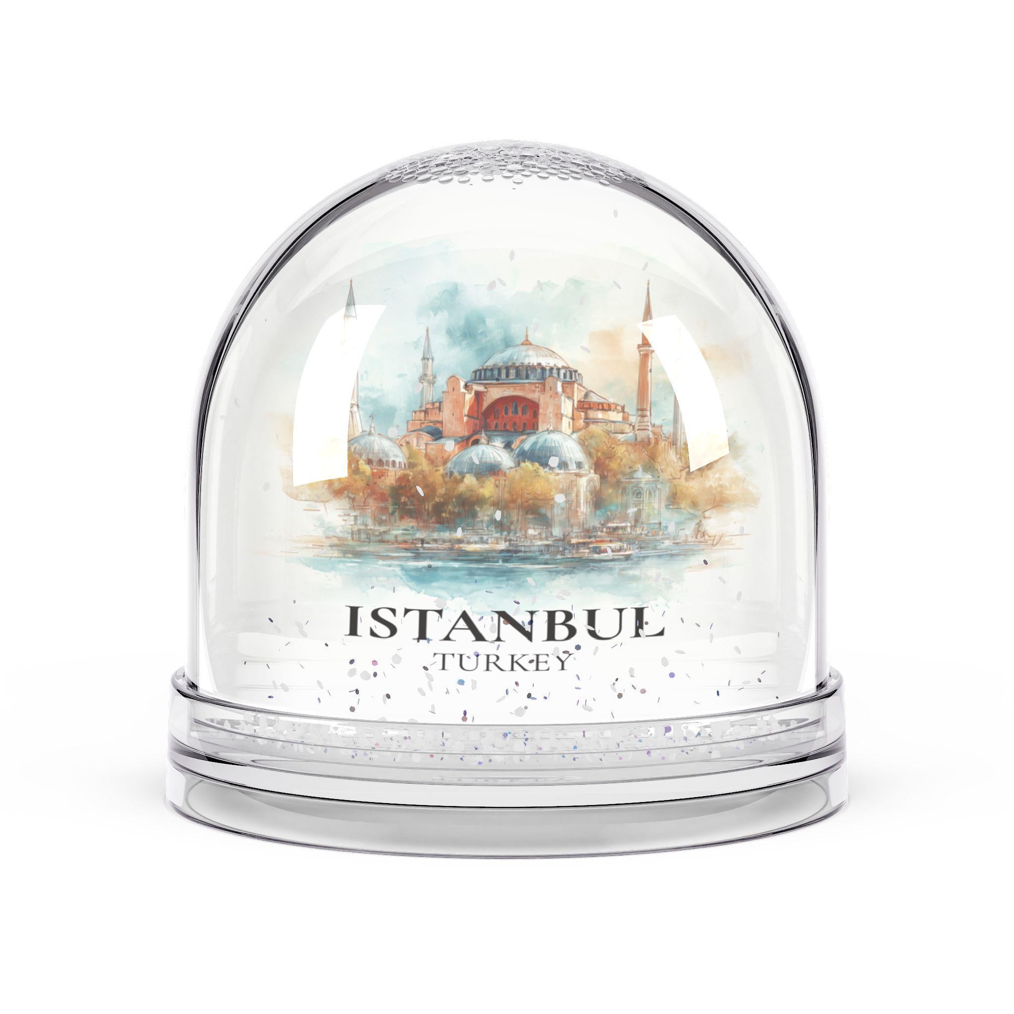 Istanbul Snow Globe Turkey Decor, Personalized Watercolor, Custom Travel Souvenir Keepsake City Dome