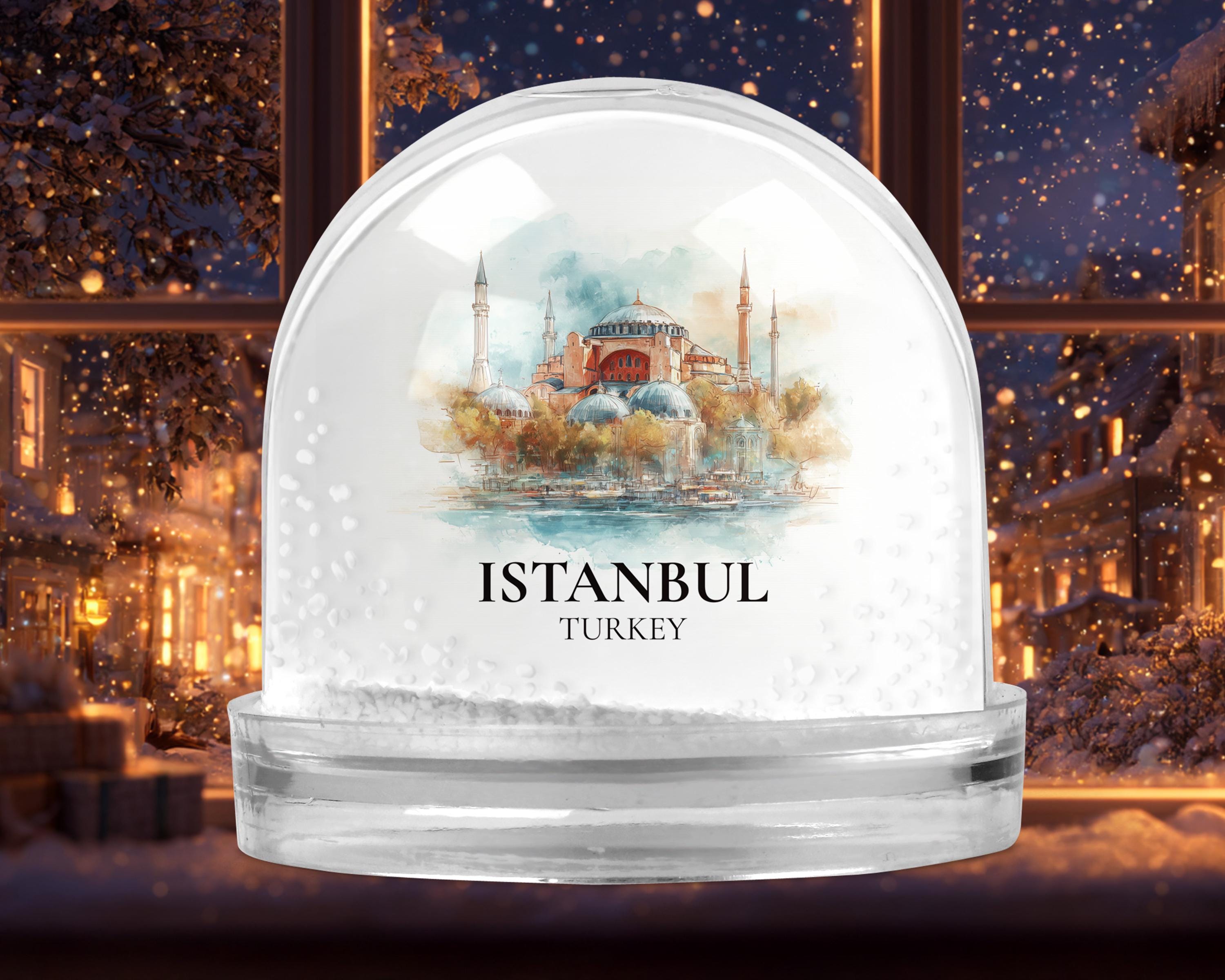 Istanbul Snow Globe Turkey Decor, Personalized Watercolor, Custom Travel Souvenir Keepsake City Dome