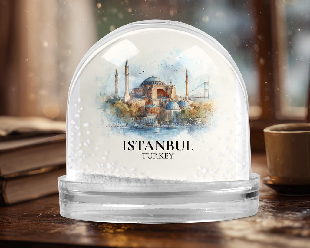 Istanbul Snow Globe, Turkey Personalized Watercolor, Custom Travel Souvenir Keepsake City Dome