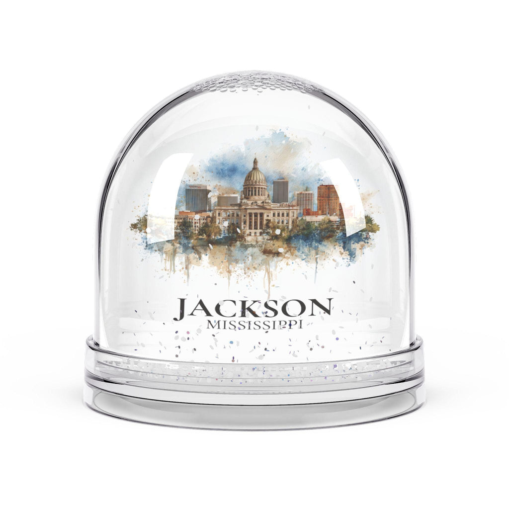 Jackson Mississippi Snow Globe, Personalized Watercolor, Custom Travel Souvenir Keepsake City Dome