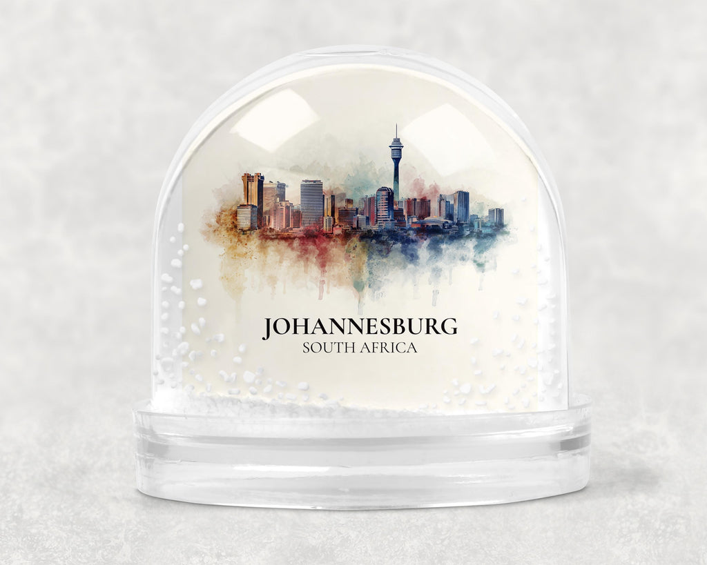 Johannesburg South Africa Snow Globe, Personalized Watercolor, Custom Travel Souvenir Keepsake City Dome