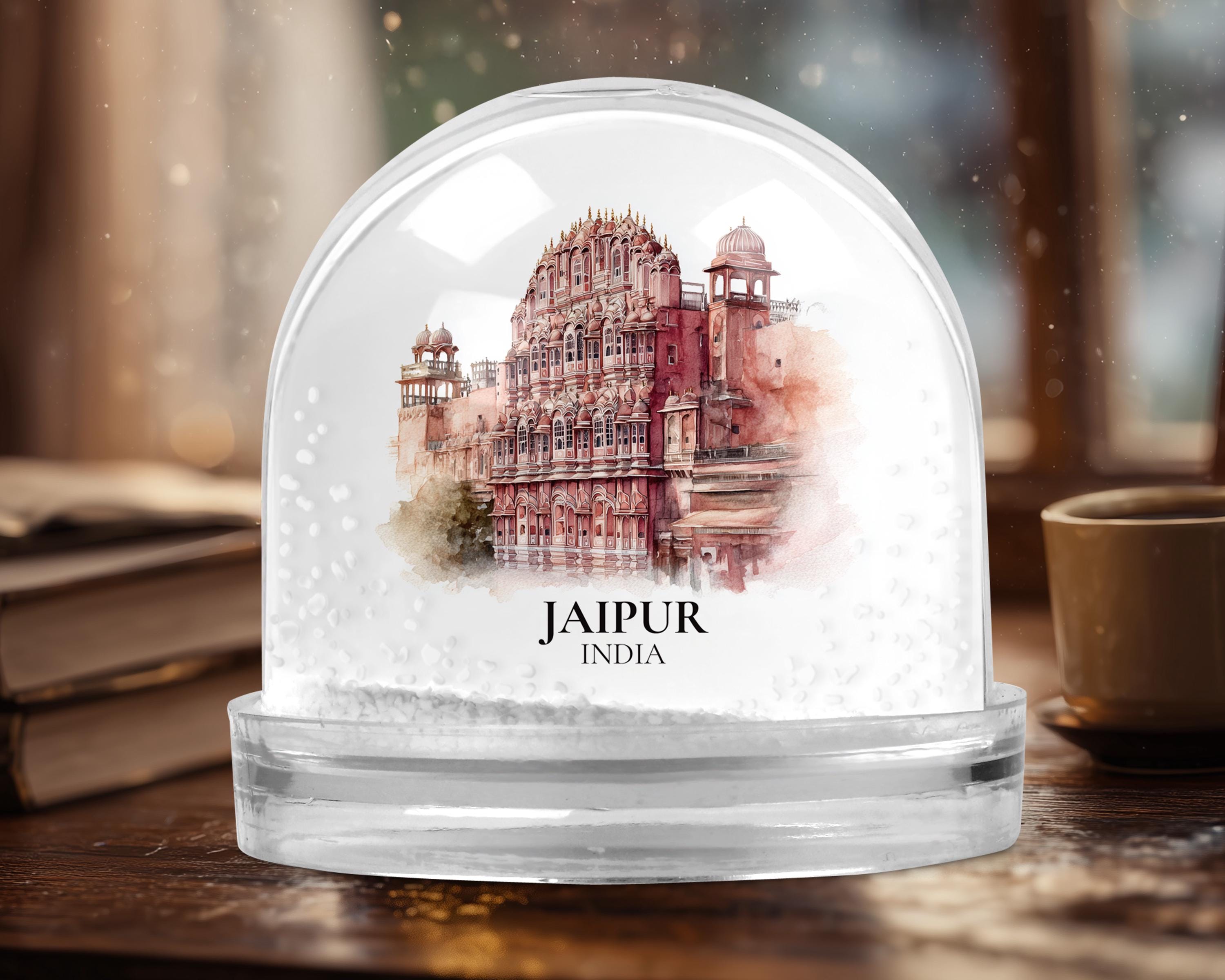 Jaipur India Snow Globe, Personalized Watercolor, Custom Travel Souvenir Keepsake City Dome