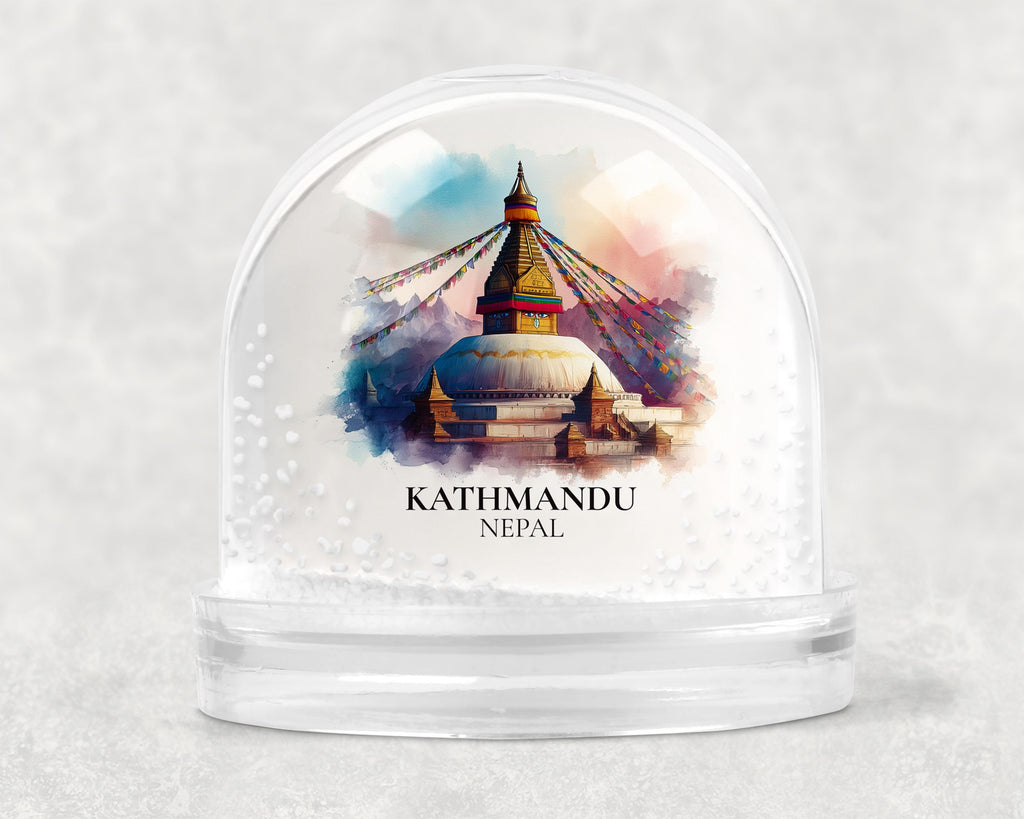 Kathmandu Nepal Snow Globe, Personalized Watercolor, Custom Travel Souvenir Keepsake City Dome