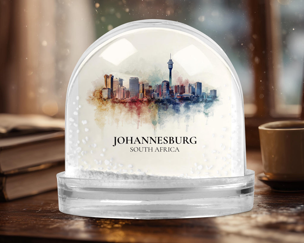 Johannesburg South Africa Snow Globe, Personalized Watercolor, Custom Travel Souvenir Keepsake City Dome