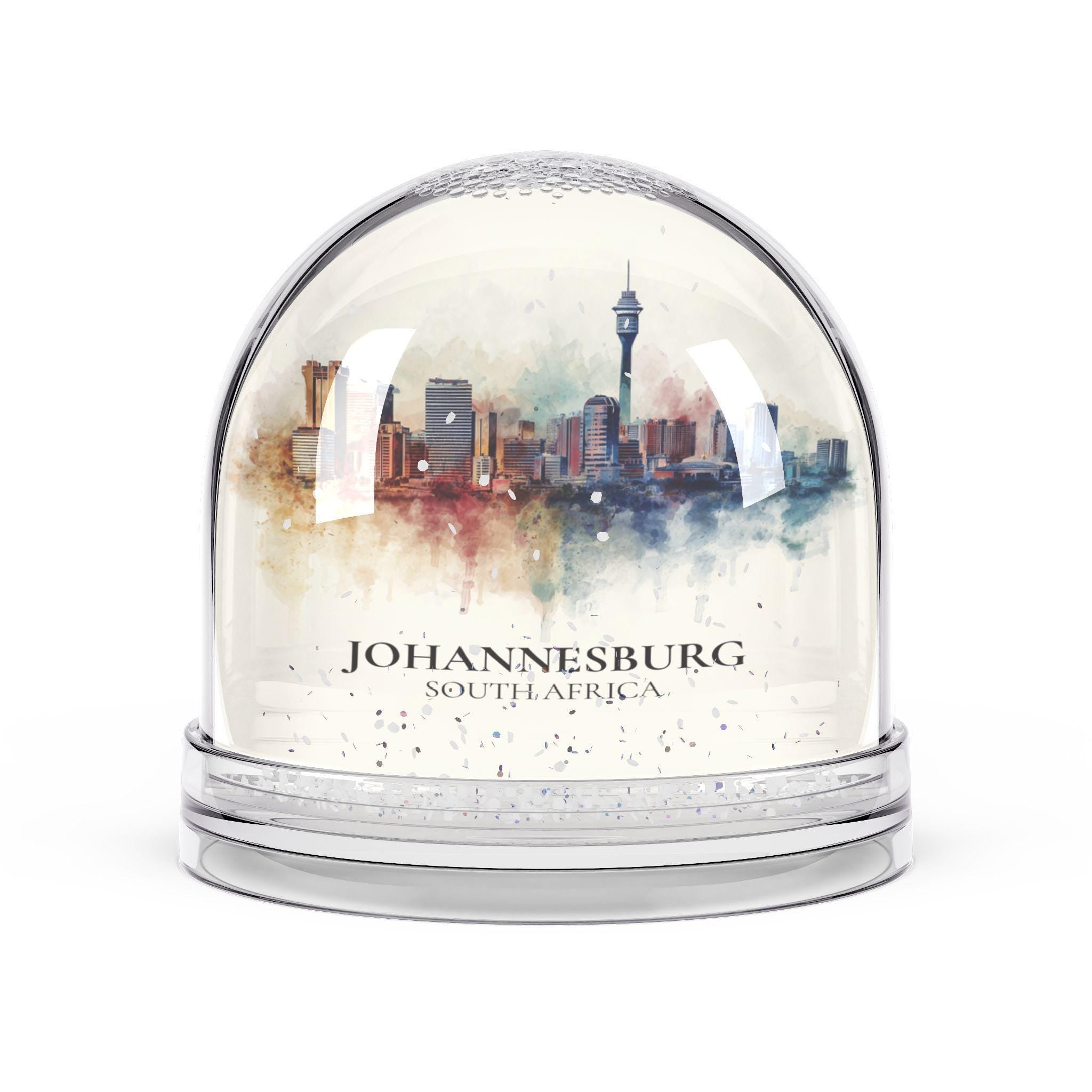 Johannesburg South Africa Snow Globe, Personalized Watercolor, Custom Travel Souvenir Keepsake City Dome