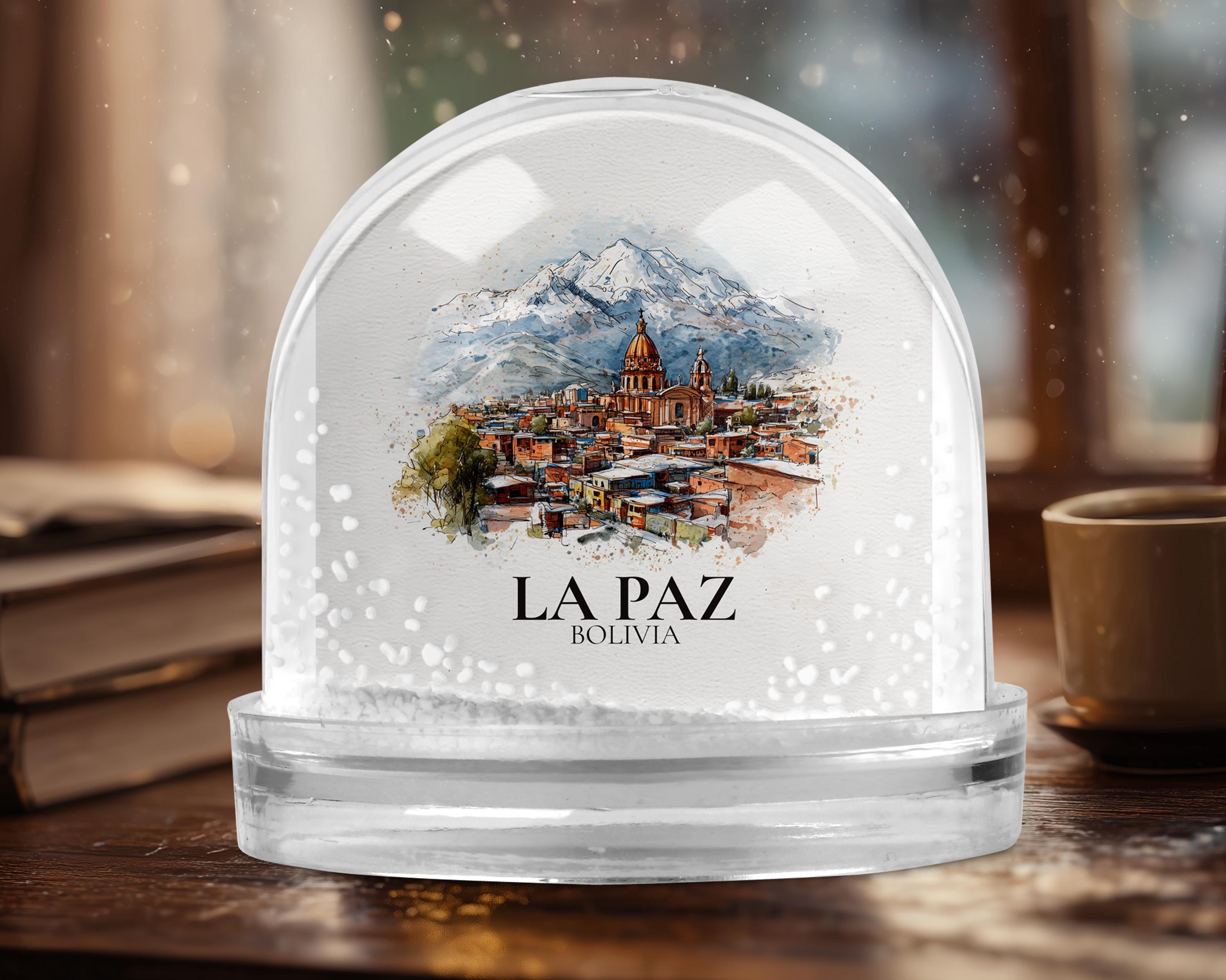La Paz Bolivia Snow Globe, Personalized Watercolor, Custom Travel Souvenir Keepsake City Dome
