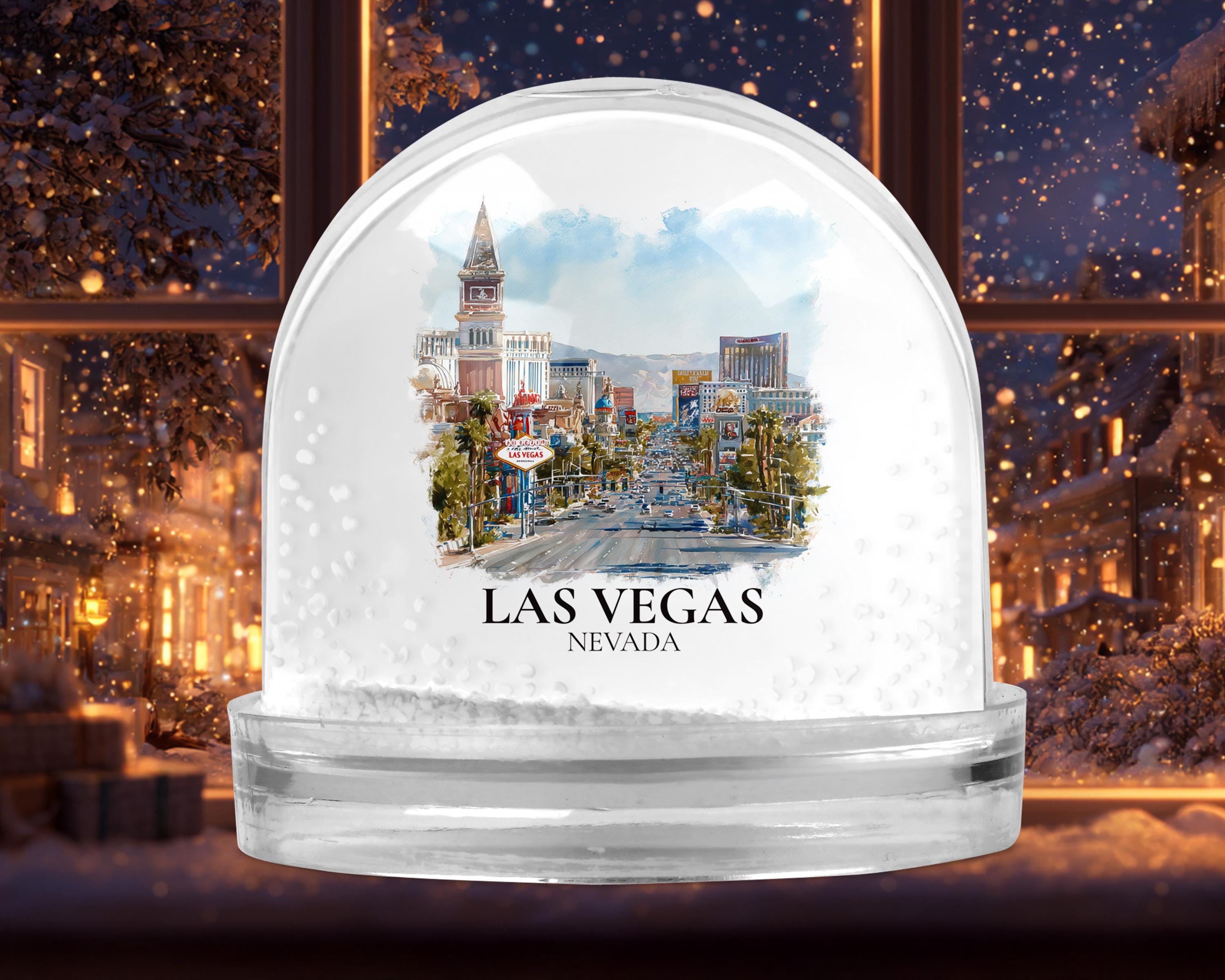 Las Vegas Nevada Snow Globe, Personalized Watercolor, Custom Travel Souvenir Keepsake City Dome