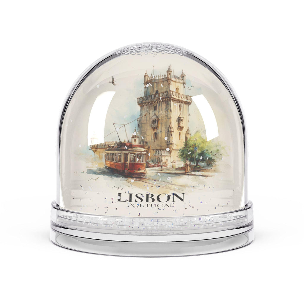 Lisbon Portugal Snow Globe, Personalized Watercolor, Custom Travel Souvenir Keepsake City Dome