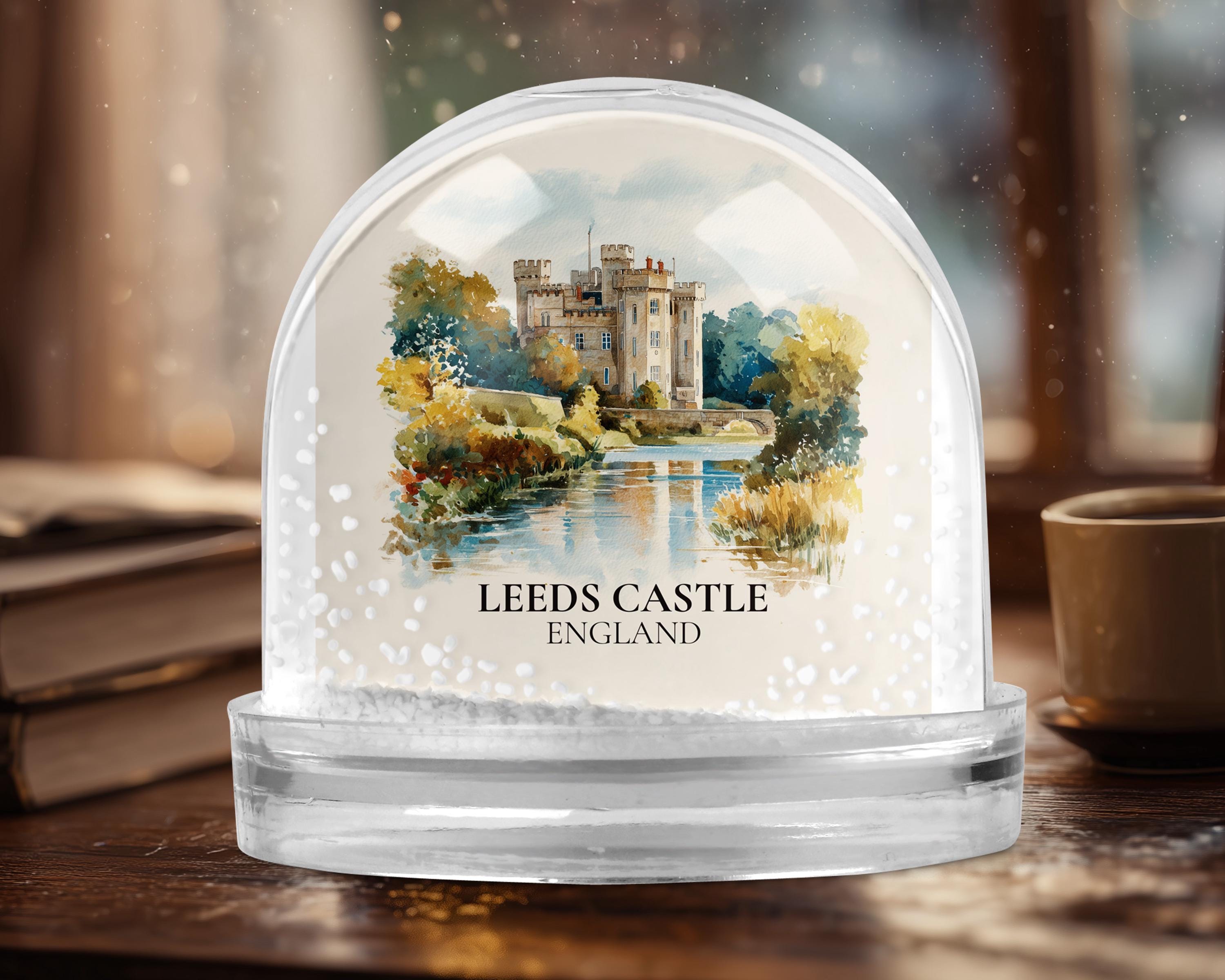 Leeds Castle England Snow Globe, Personalized Watercolor, Custom Travel Souvenir Keepsake City Dome