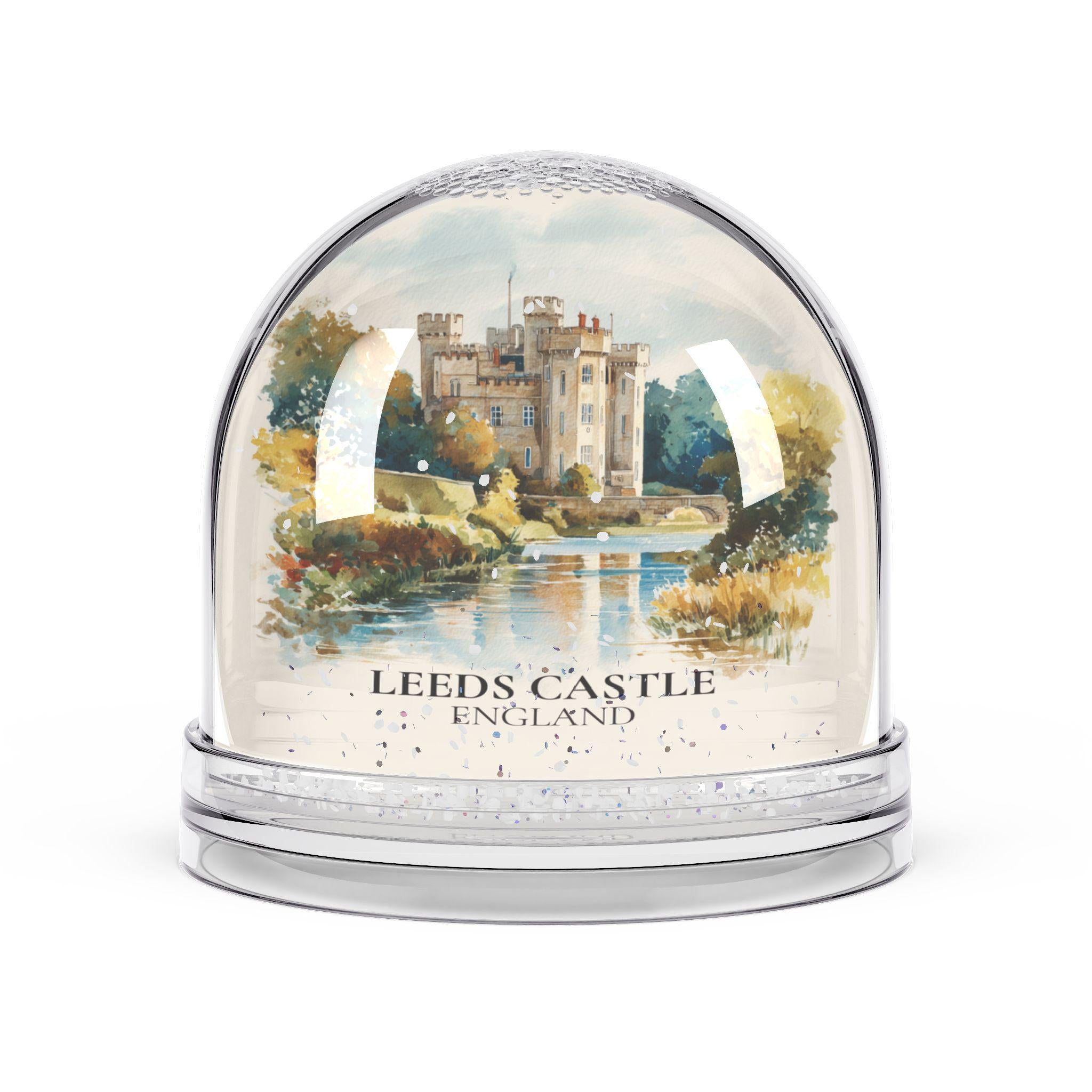 Leeds Castle England Snow Globe, Personalized Watercolor, Custom Travel Souvenir Keepsake City Dome