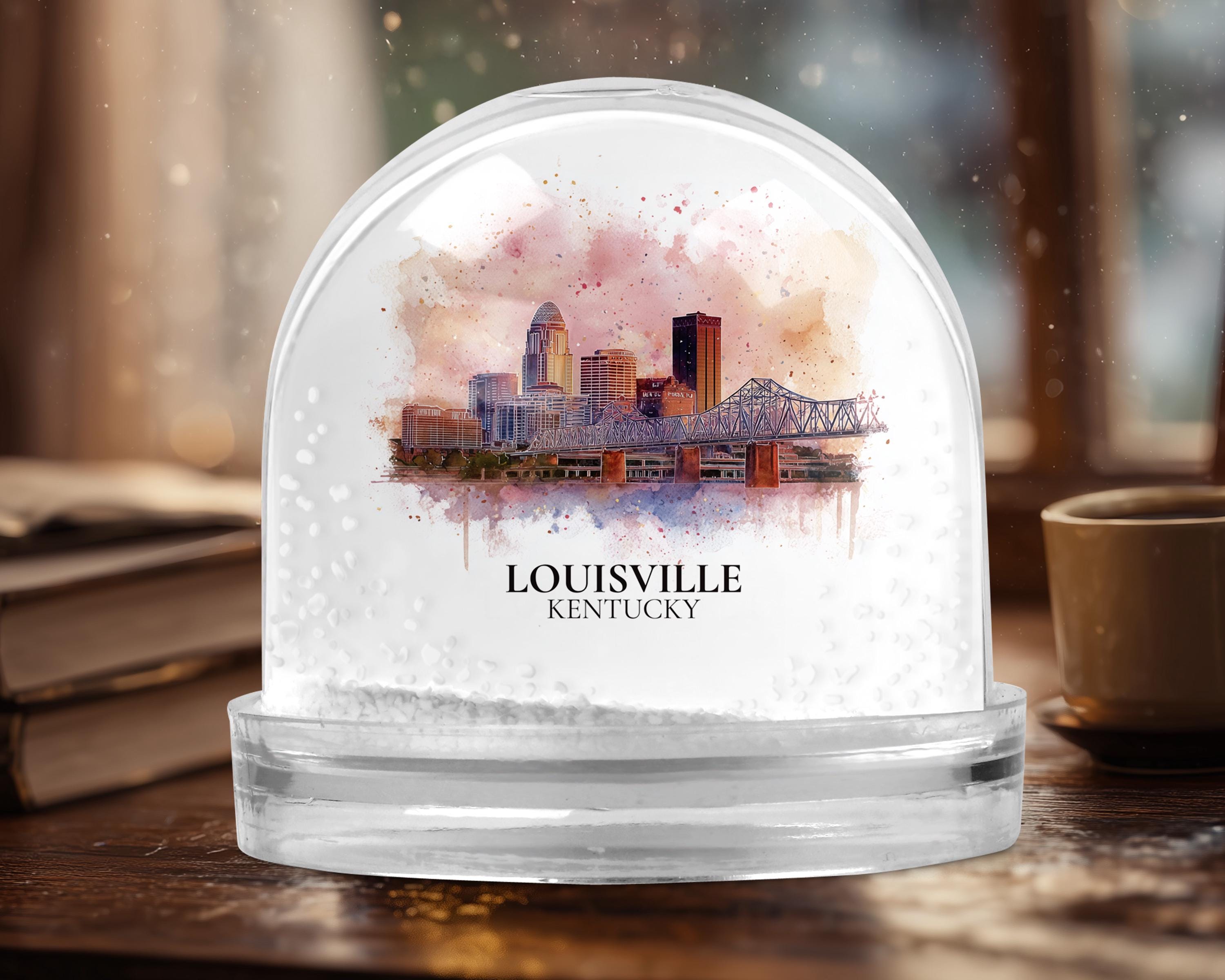 Louisville Kentucky Snow Globe, Personalized Watercolor, Custom Travel Souvenir Keepsake City Dome