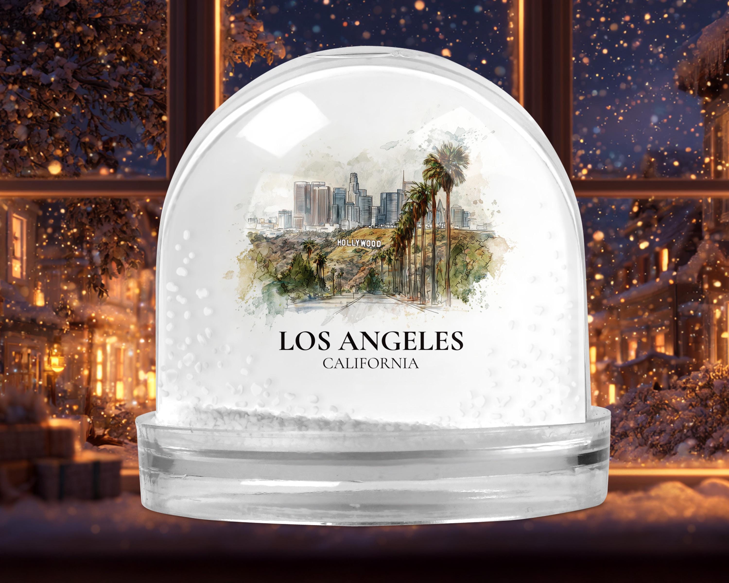Los Angeles California Snow Globe, Personalized Watercolor, Custom Travel Souvenir Keepsake City Dome