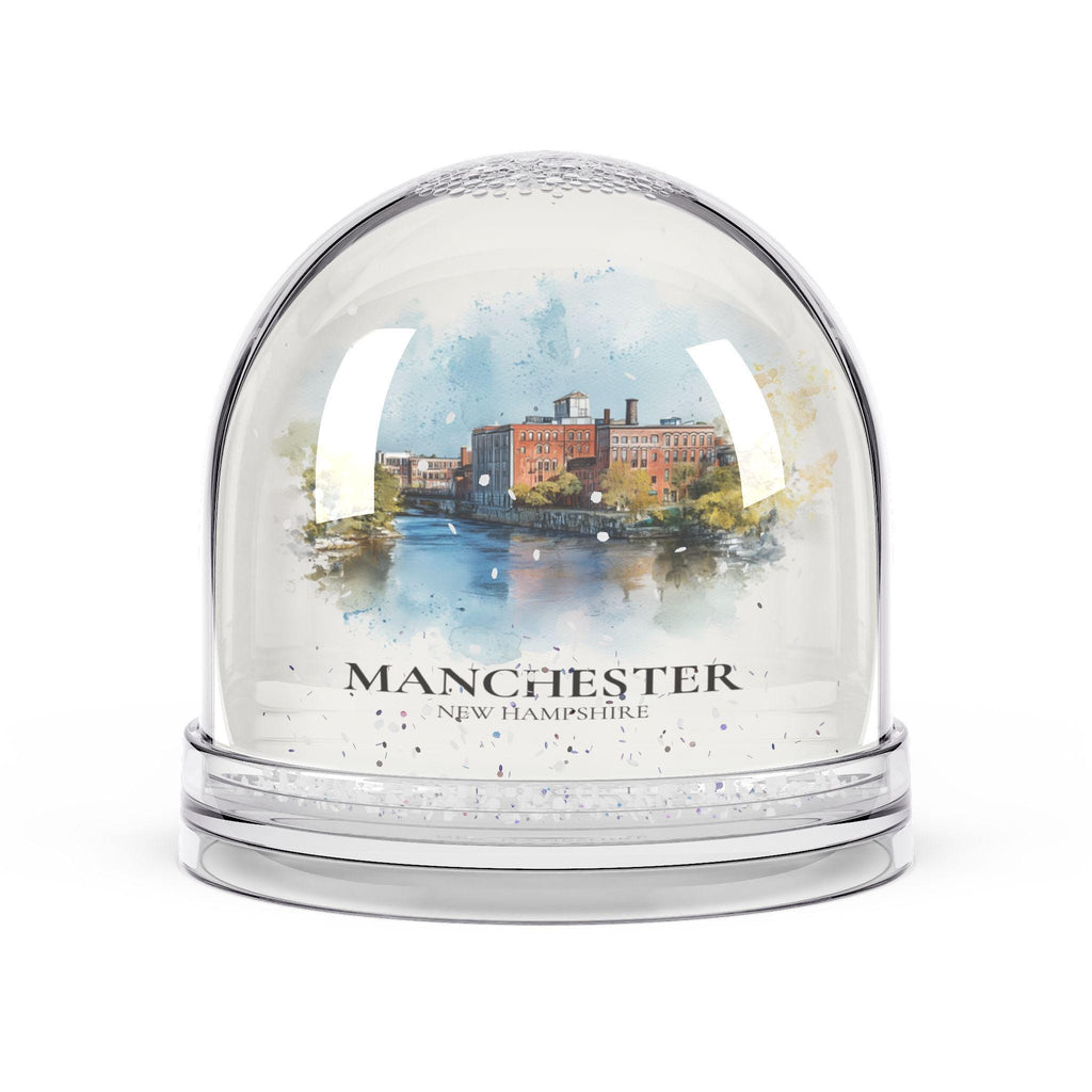 Manchester New Hampshire Snow Globe, Personalized Watercolor, Custom Travel Souvenir Keepsake City Dome