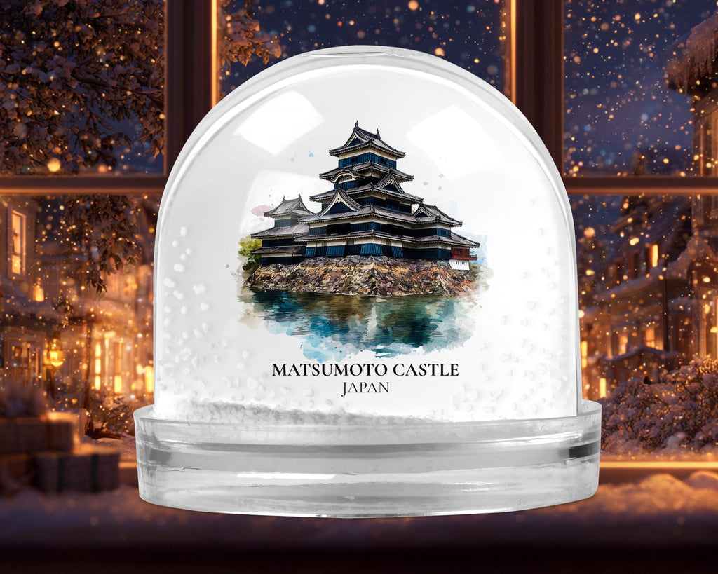 Matsumoto Castle Japan Snow Globe, Personalized Watercolor, Custom Travel Souvenir Keepsake City Dome