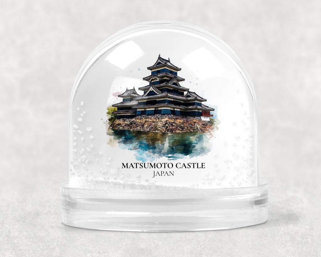 Matsumoto Castle Japan Snow Globe, Personalized Watercolor, Custom Travel Souvenir Keepsake City Dome