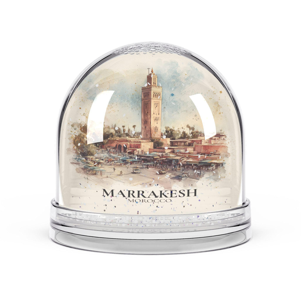 Marrakesh Morocco Snow Globe, Personalized Watercolor, Custom Travel Souvenir Keepsake City Dome