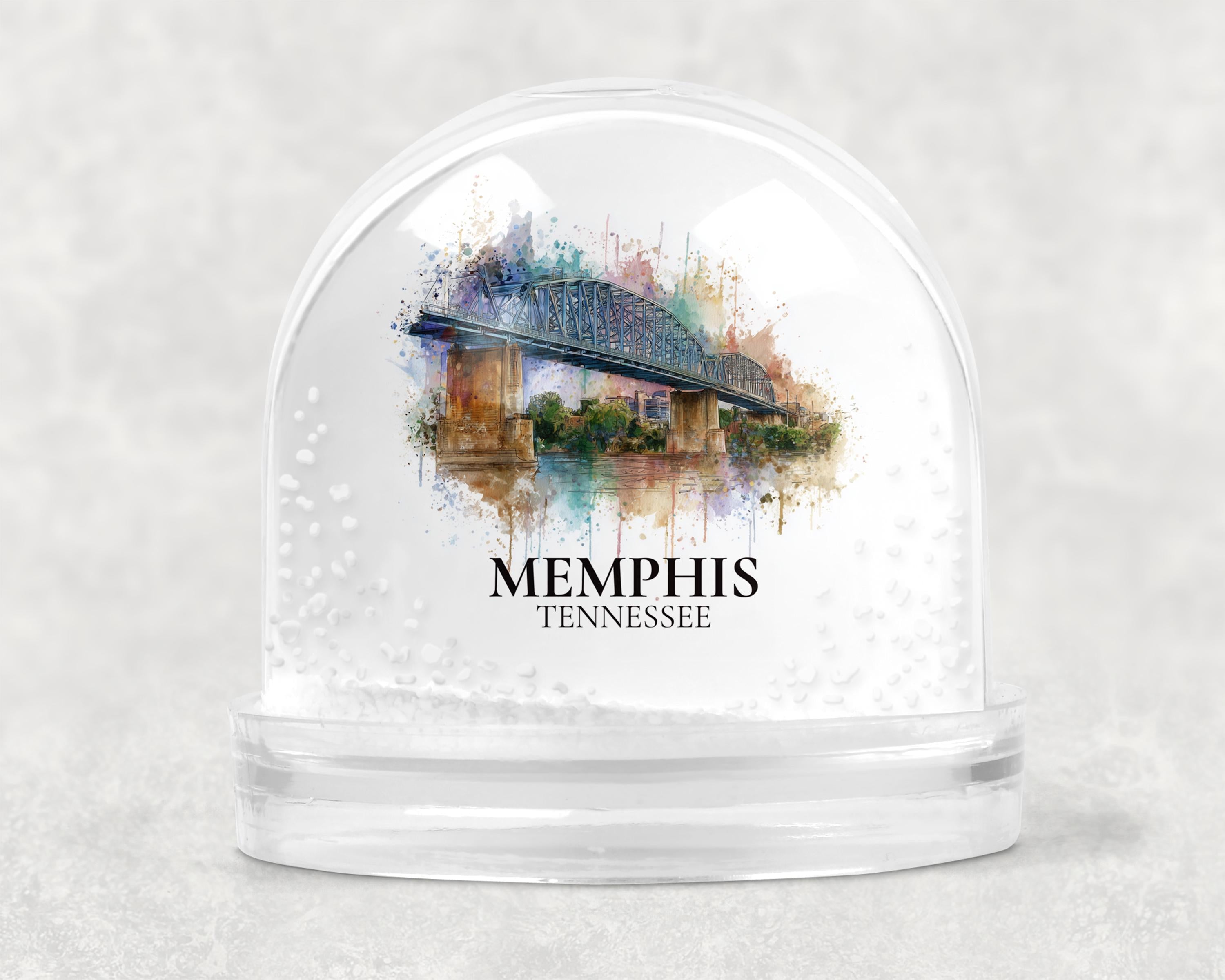 Memphis Tennessee Snow Globe, Personalized Watercolor, Custom Travel Souvenir Keepsake City Dome