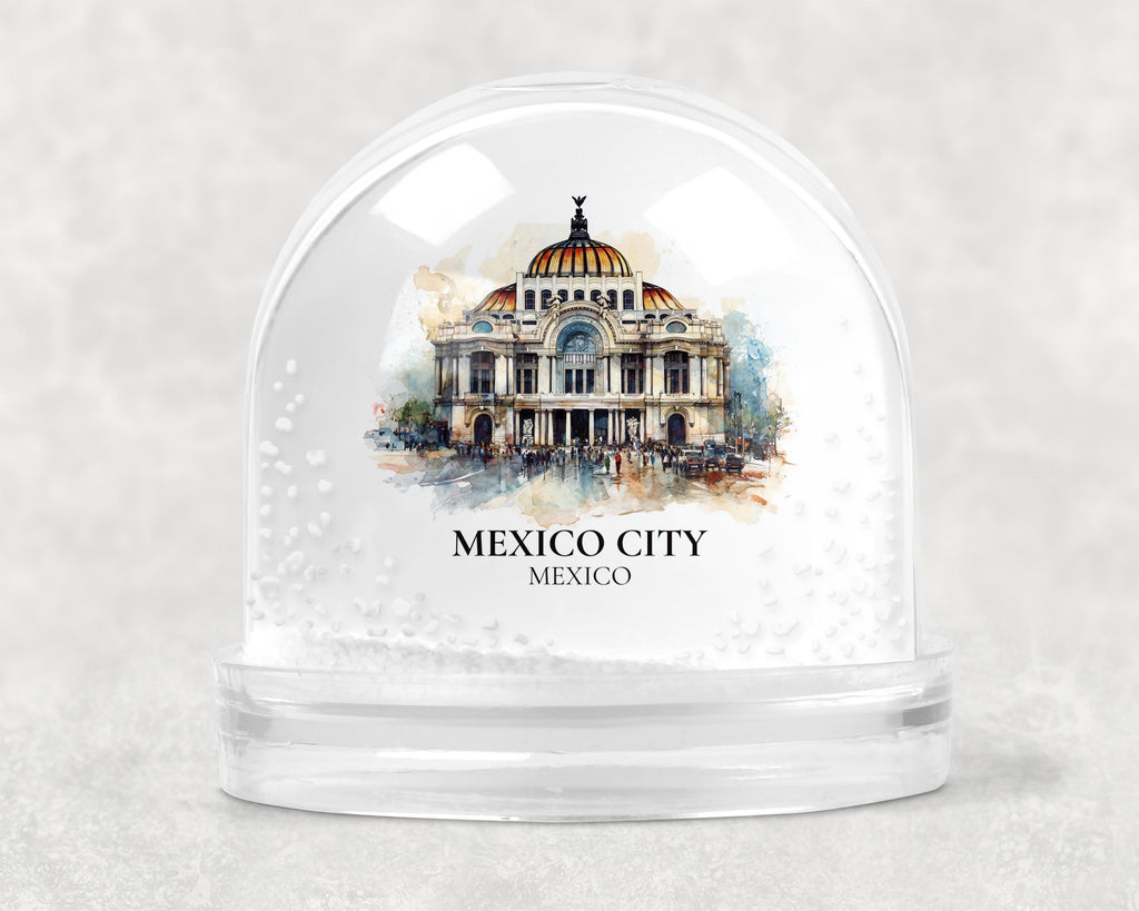 Mexico City Mexico Snow Globe, Personalized Watercolor, Custom Travel Souvenir Keepsake City Dome