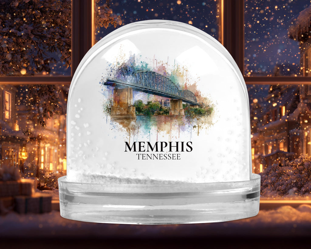 Memphis Tennessee Snow Globe, Personalized Watercolor, Custom Travel Souvenir Keepsake City Dome