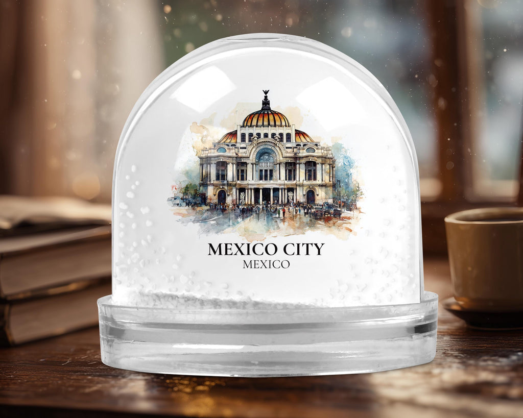 Mexico City Mexico Snow Globe, Personalized Watercolor, Custom Travel Souvenir Keepsake City Dome