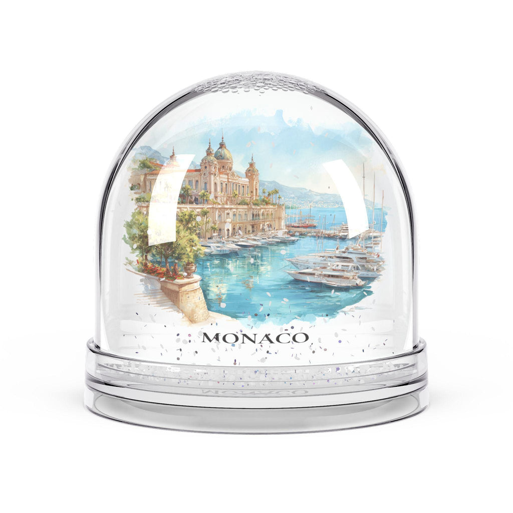 Monaco Monaco Snow Globe, Personalized Watercolor, Custom Travel Souvenir Keepsake City Dome