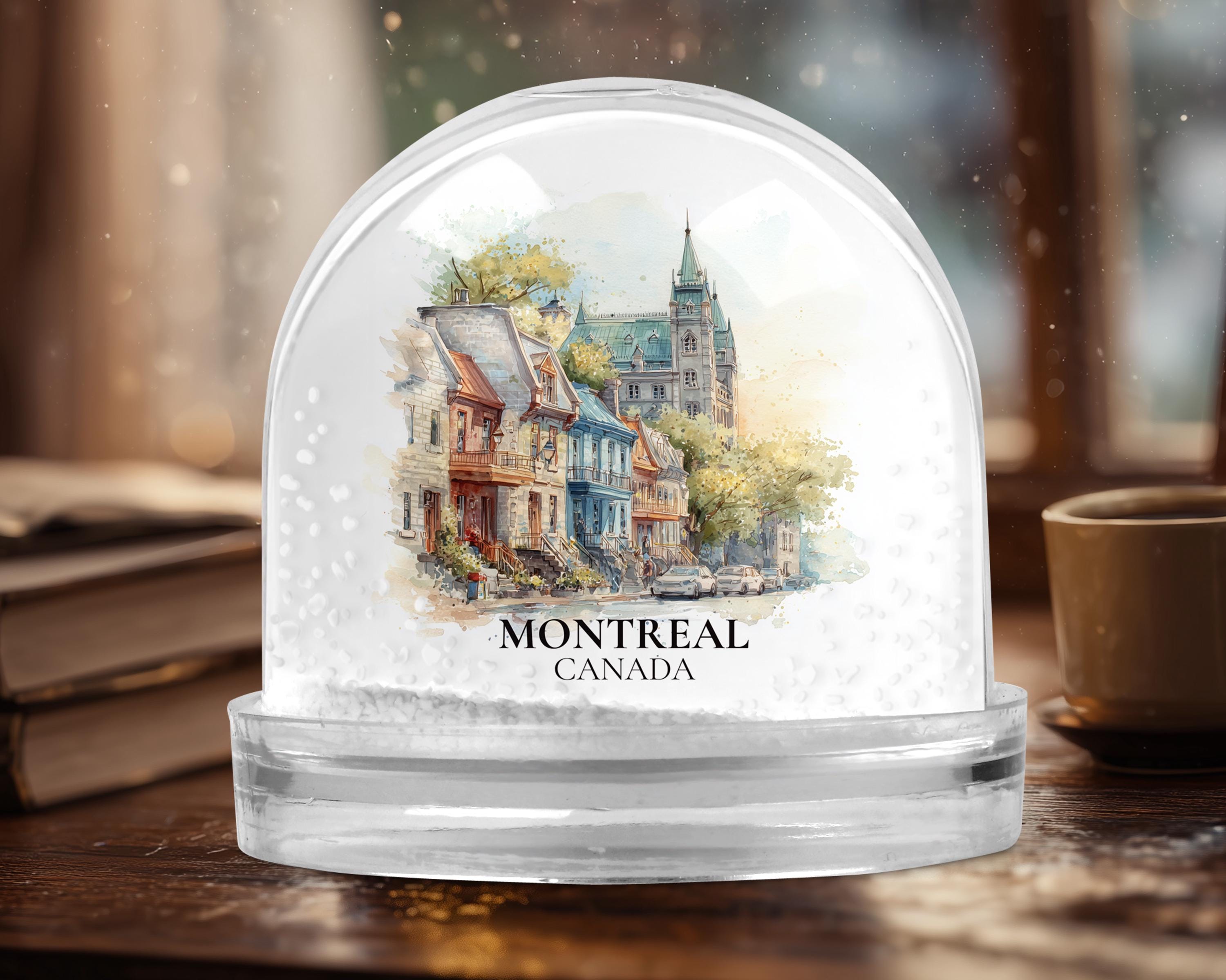 Montreal Quebec Snow Globe, Personalized Watercolor, Custom Travel Souvenir Keepsake City Dome