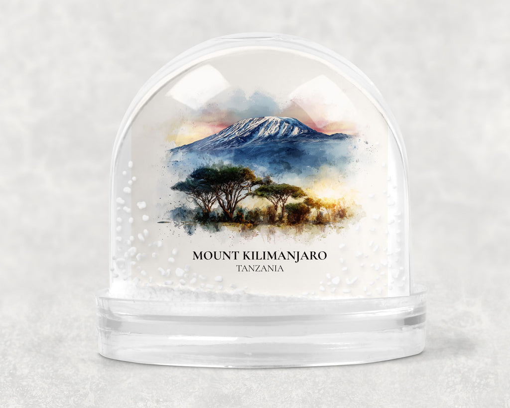 Mount Kilimanjaro Tanzania Snow Globe, Personalized Watercolor, Custom Travel Souvenir Keepsake City Dome