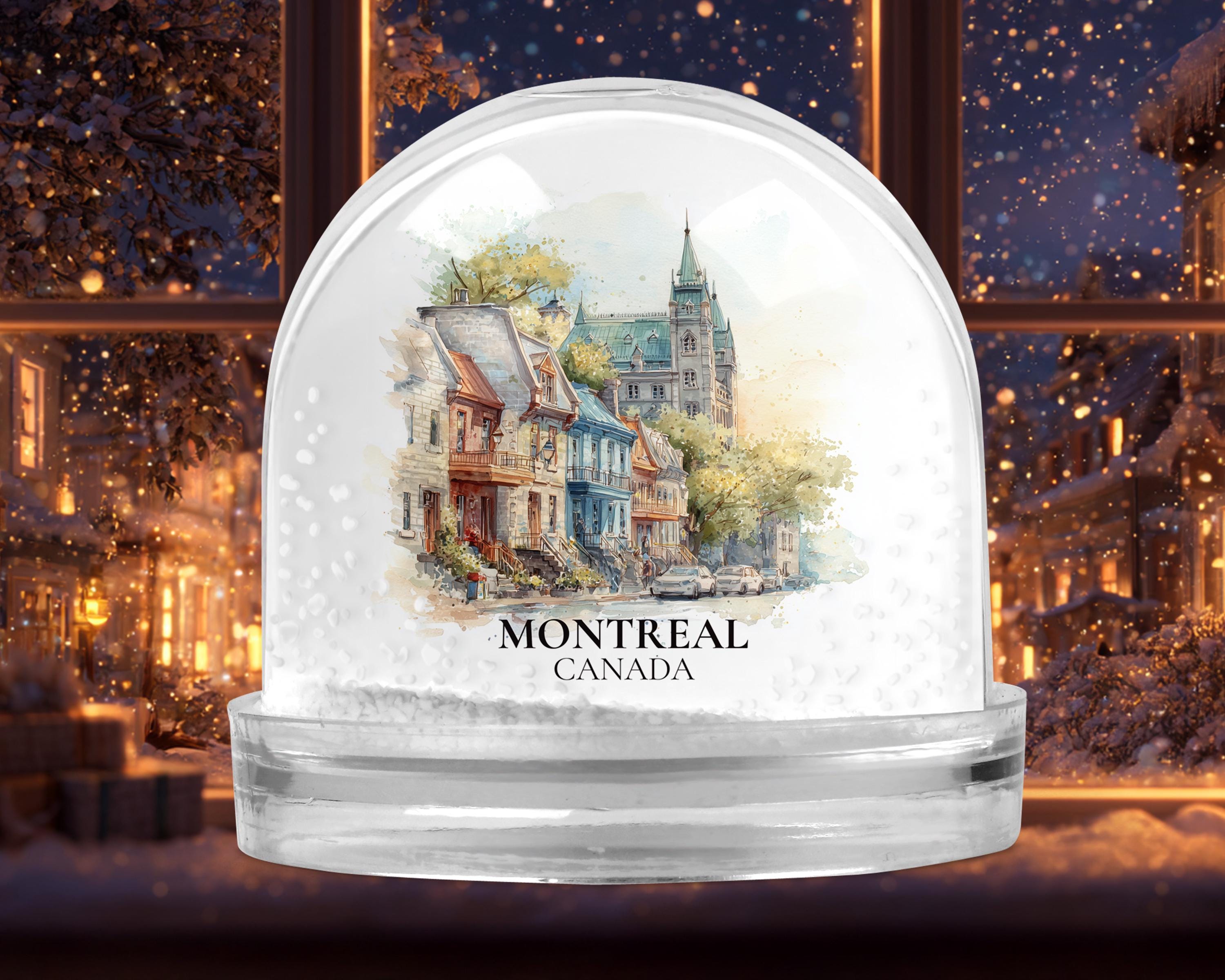 Montreal Quebec Snow Globe, Personalized Watercolor, Custom Travel Souvenir Keepsake City Dome