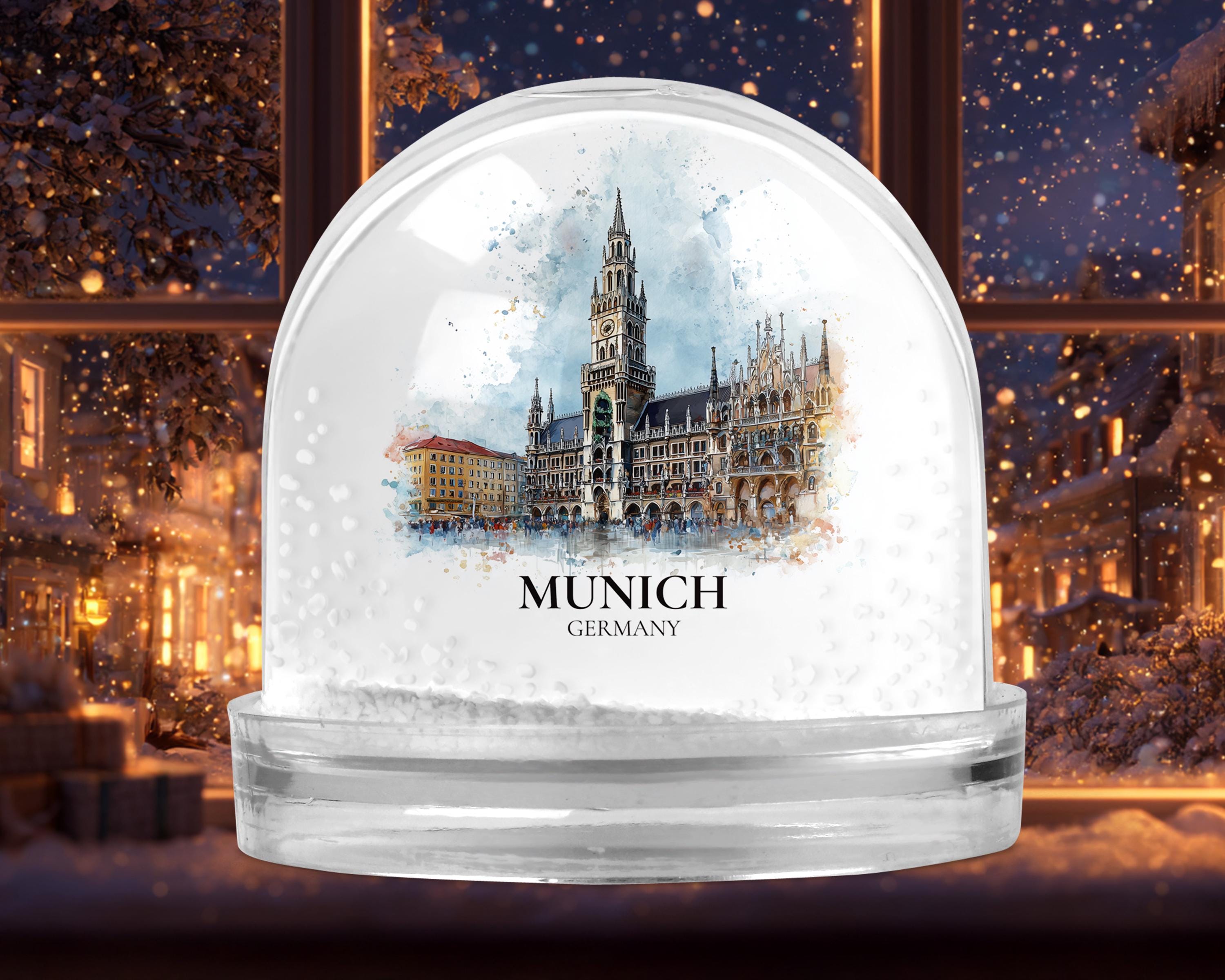 Munich Germany Snow Globe, Personalized Watercolor, Custom Travel Souvenir Keepsake City Dome