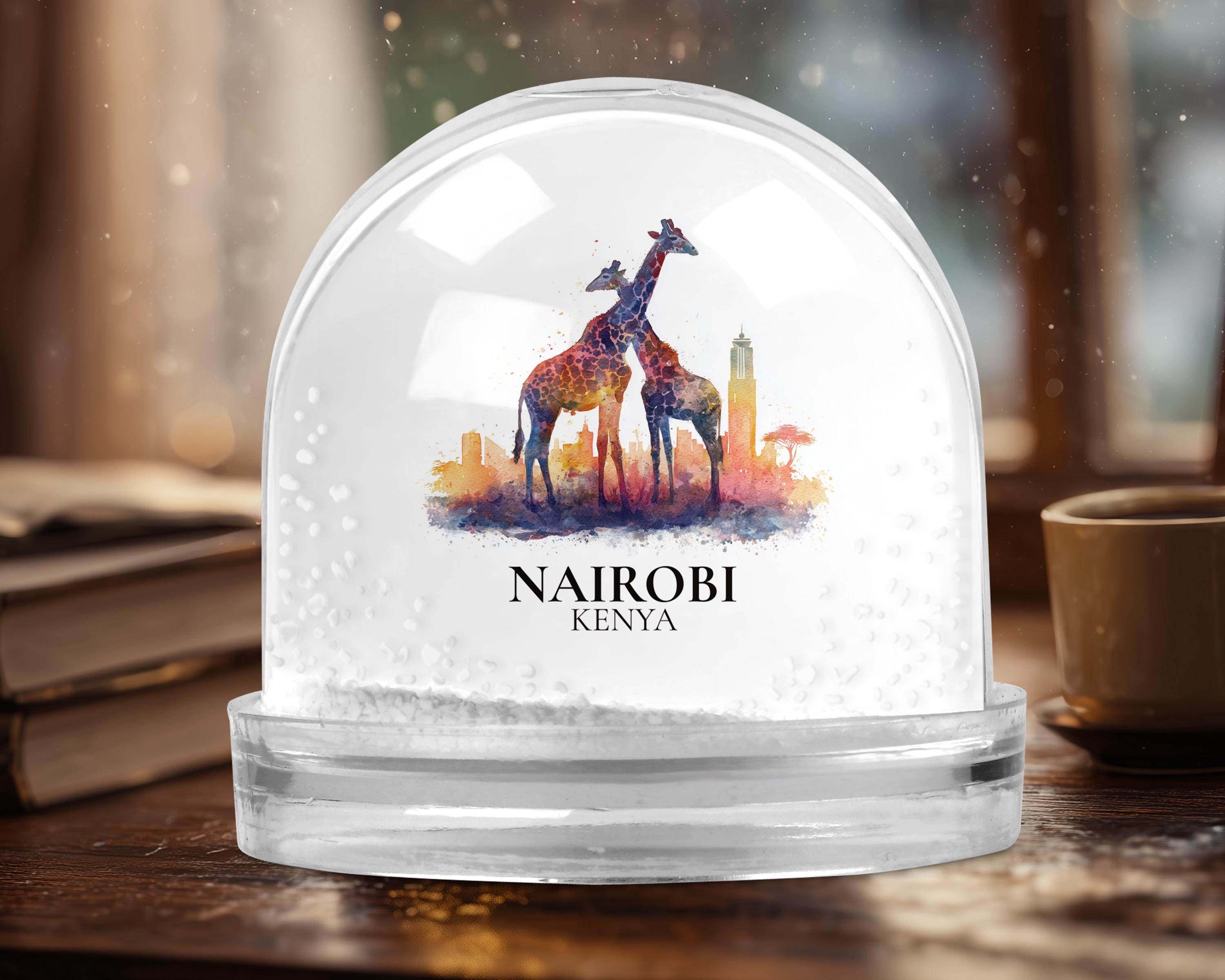 Nairobi Kenya Snow Globe, Personalized Watercolor, Custom Travel Souvenir Keepsake City Dome
