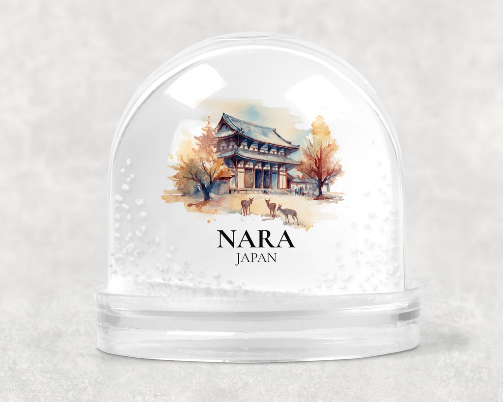 Nara Japan Snow Globe, Personalized Watercolor, Custom Travel Souvenir Keepsake City Dome