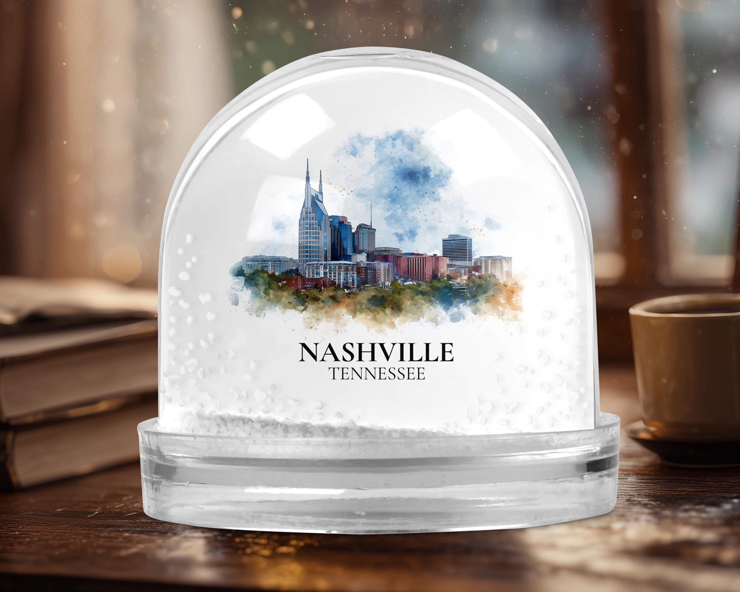 Nashville Tennessee Snow Globe, Personalized Watercolor, Custom Travel Souvenir Keepsake City Dome