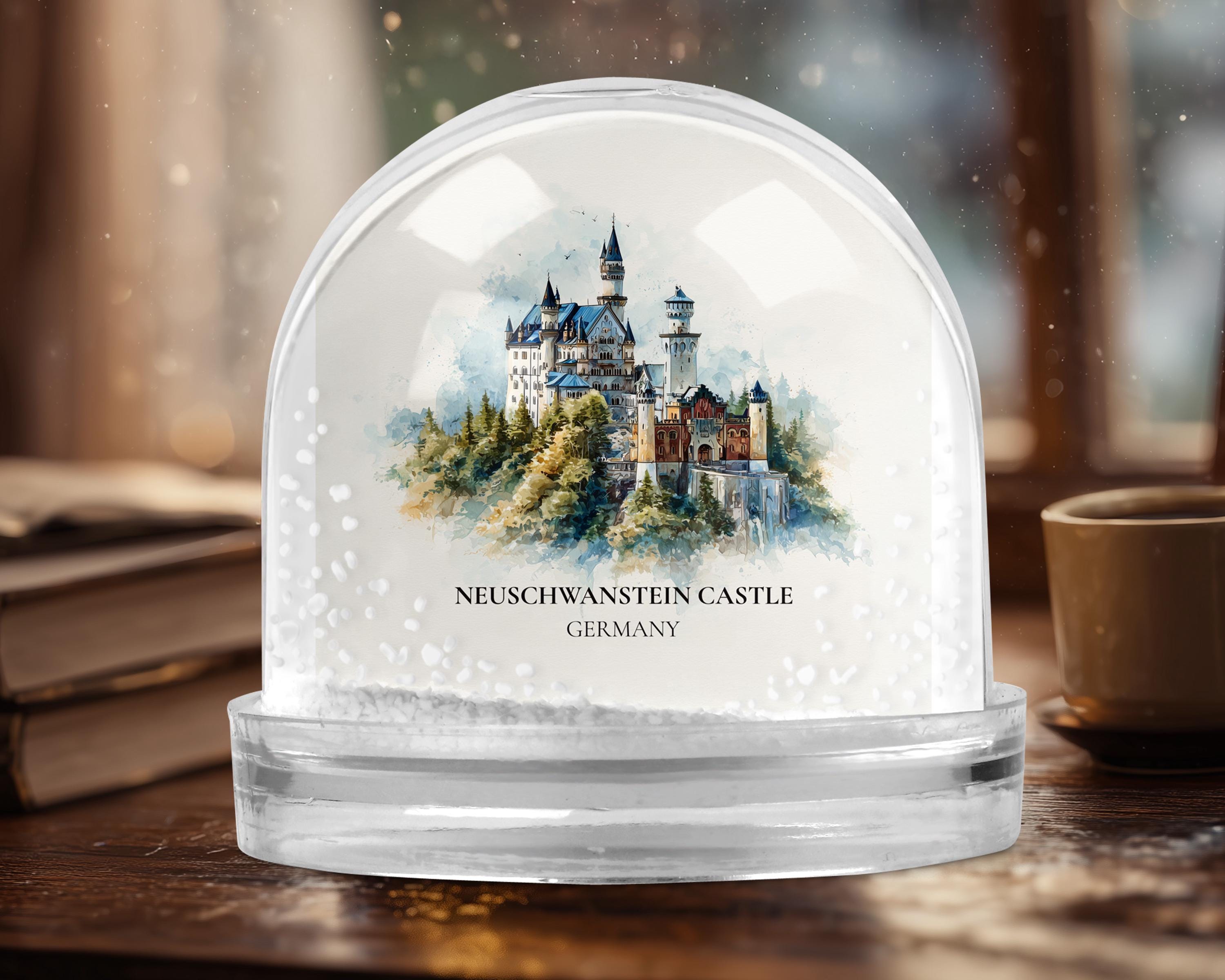 Neuschwanstein Castle Germany Snow Globe, Personalized Watercolor, Custom Travel Souvenir Keepsake City Dome