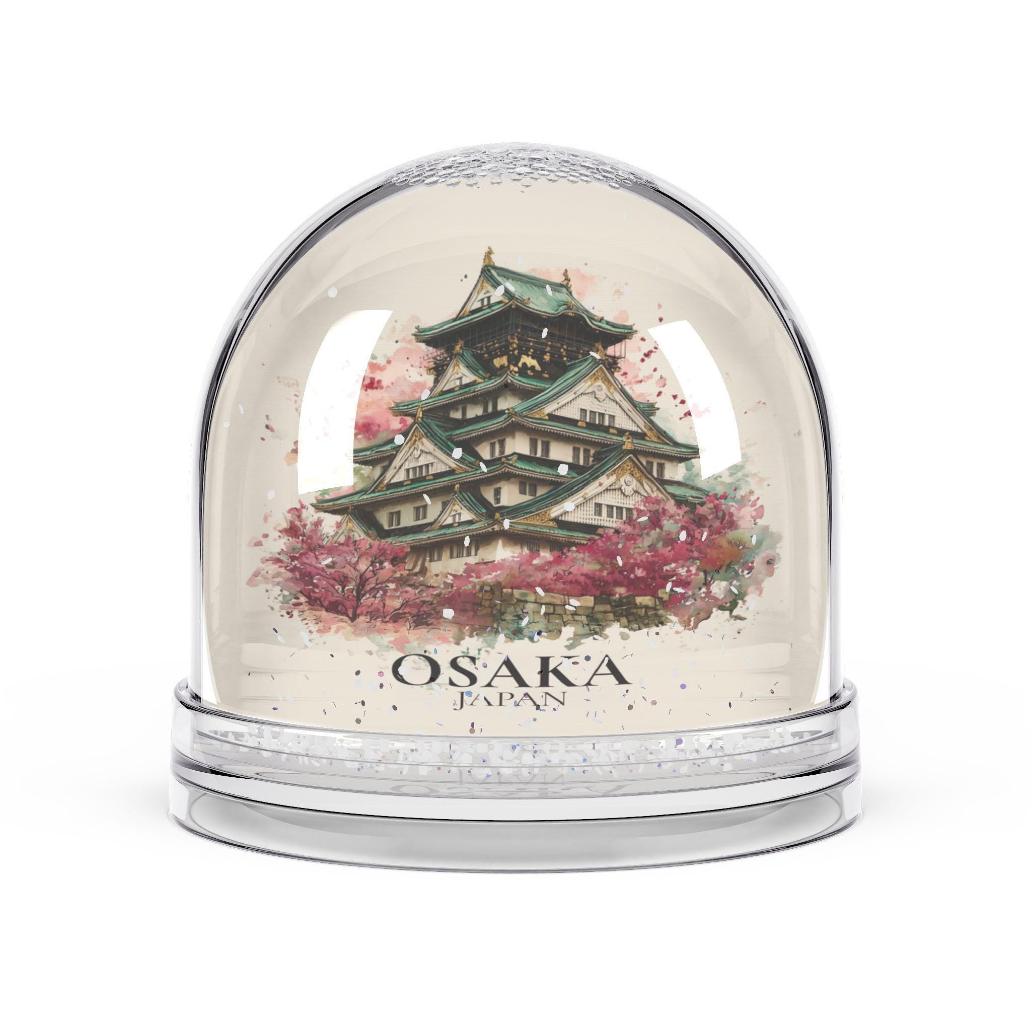 Osaka Japan Snow Globe, Personalized Watercolor, Custom Travel Souvenir Keepsake City Dome