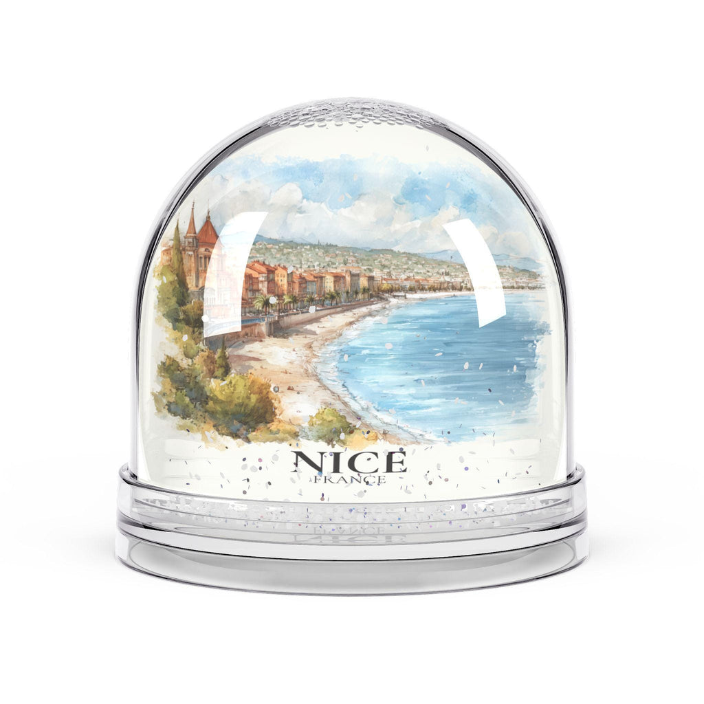 Nice France Snow Globe, Personalized Watercolor, Custom Travel Souvenir Keepsake City Dome