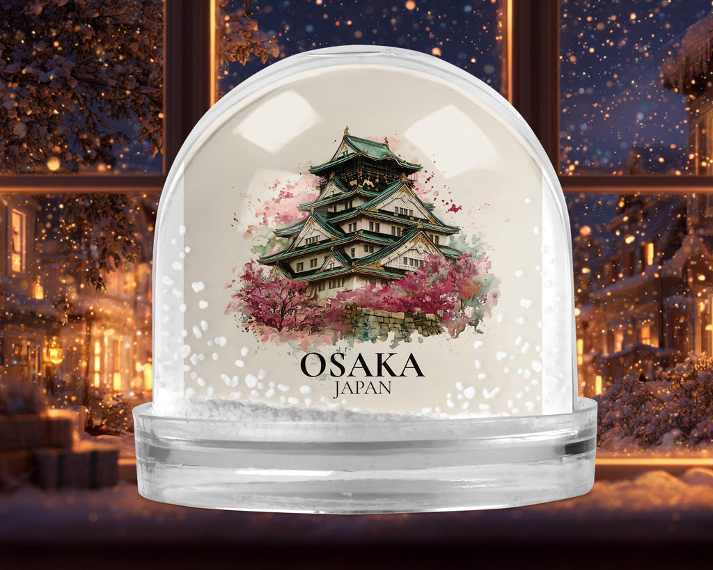 Osaka Japan Snow Globe, Personalized Watercolor, Custom Travel Souvenir Keepsake City Dome