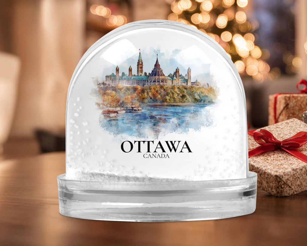 Ottawa Canada Snow Globe, Personalized Watercolor, Custom Travel Souvenir Keepsake City Dome