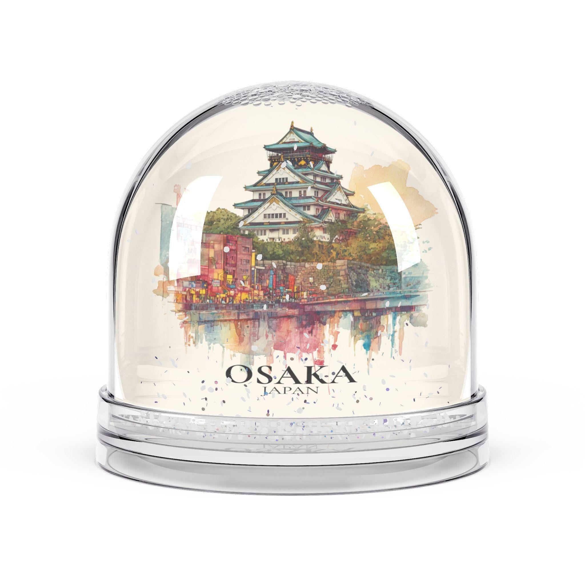 Osaka Snow Globe Japan, Personalized Watercolor, Custom Travel Souvenir Keepsake City Dome